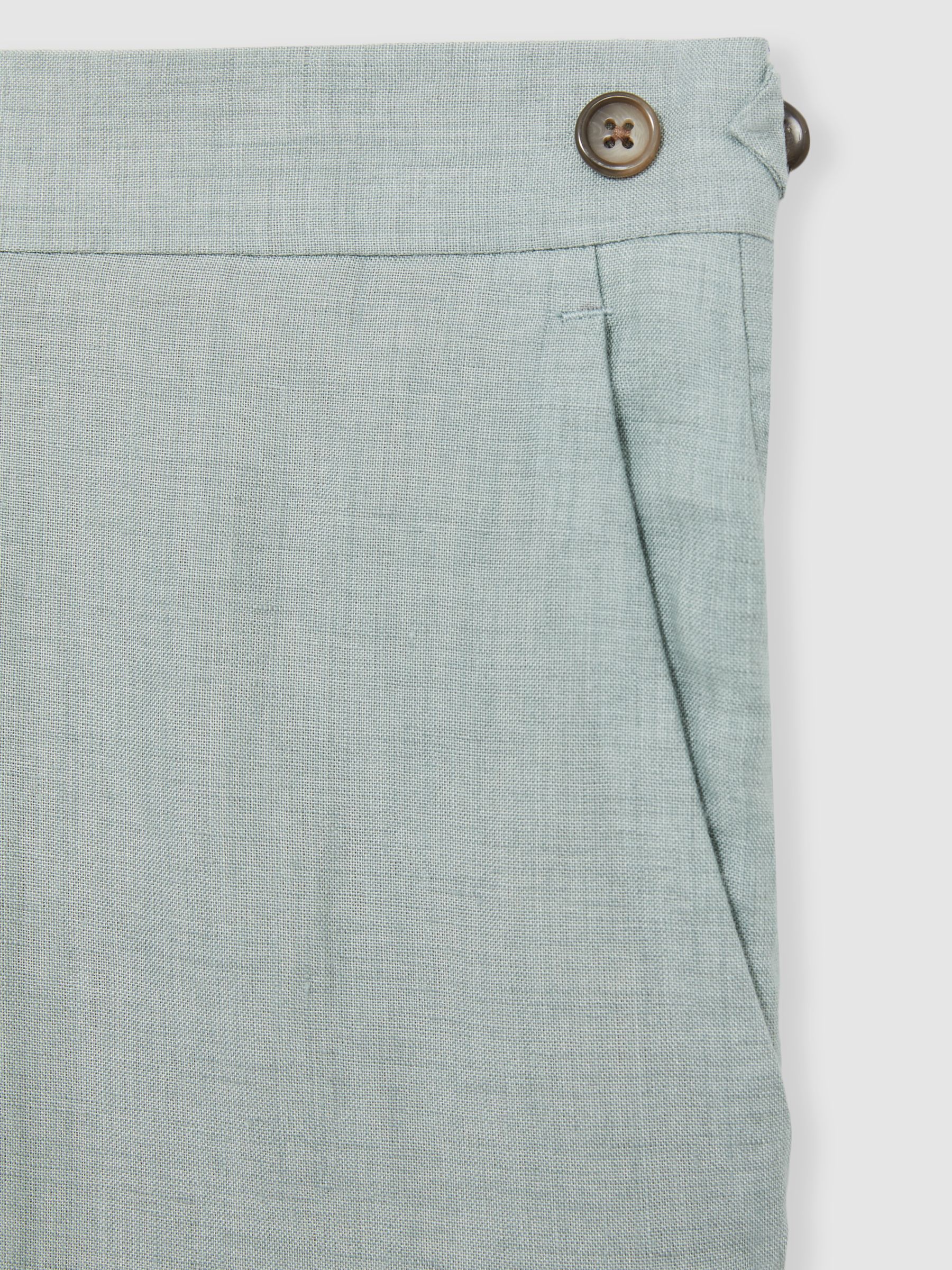 Linen Slim-Fit Suit Trousers in Ocean Green - Image 7 of 7