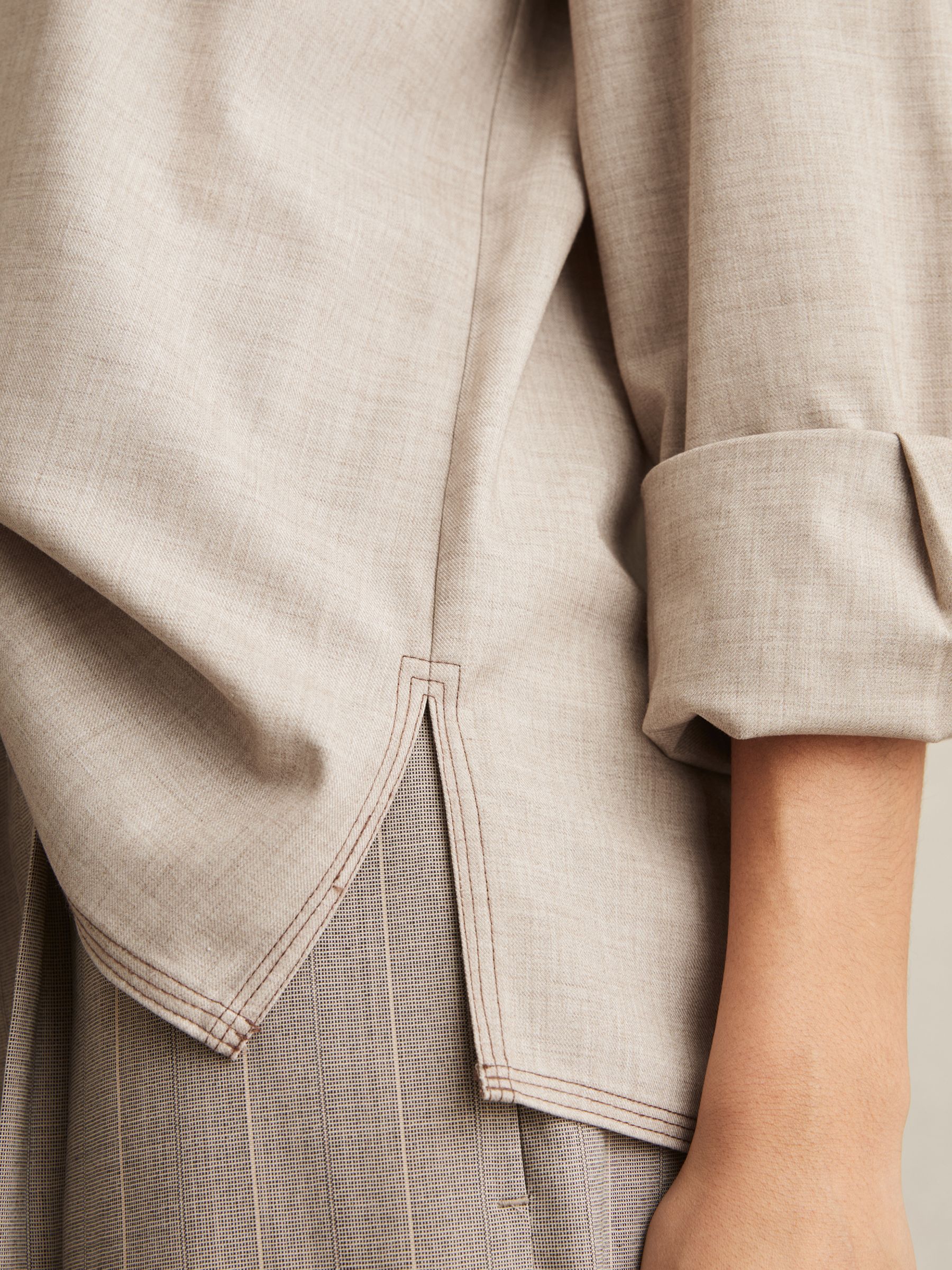 Relaxed Long-Sleeve Shirt With Wool in Neutral - Image 4 of 6