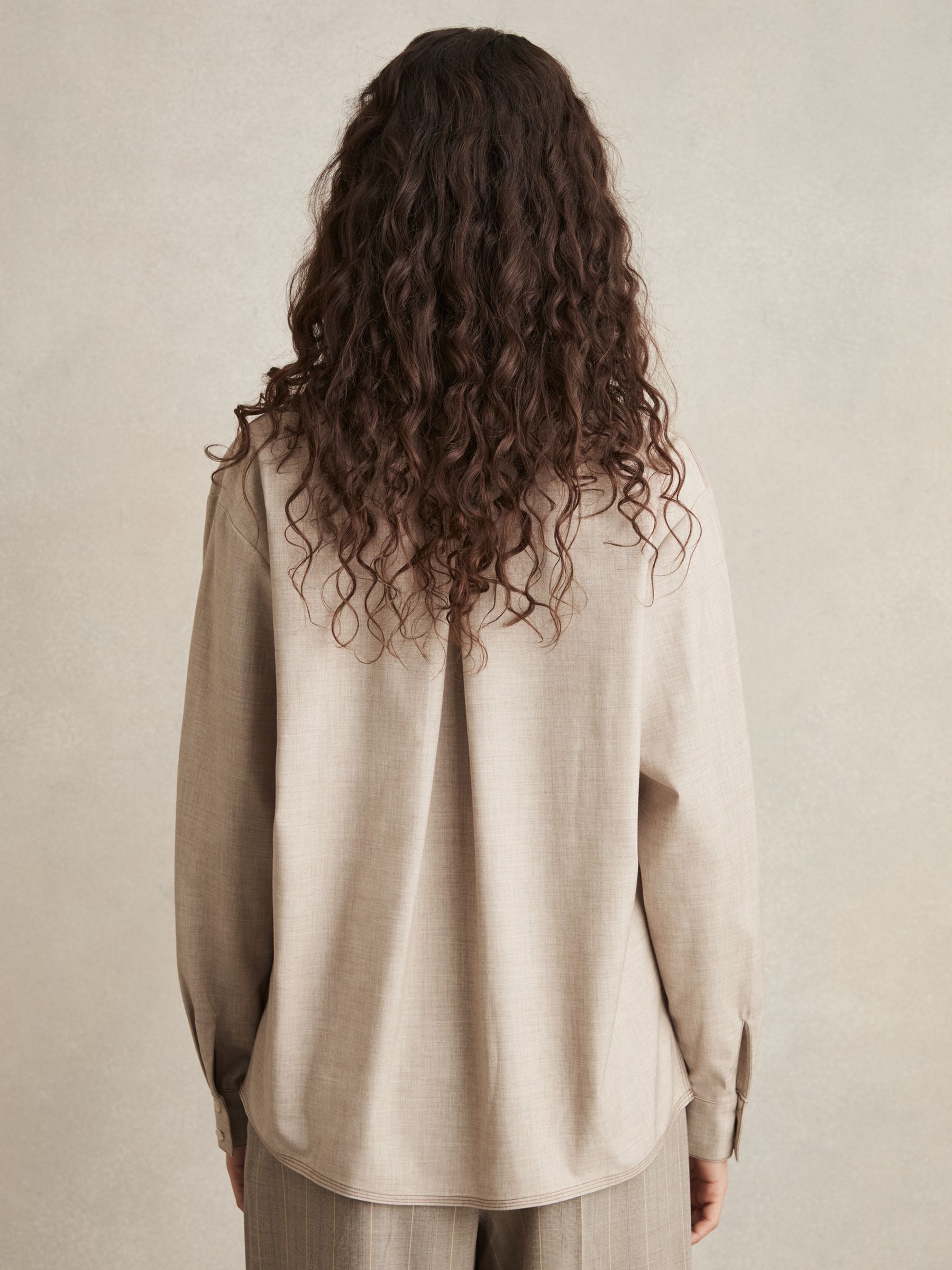 Relaxed Long-Sleeve Shirt With Wool in Neutral - Image 5 of 6