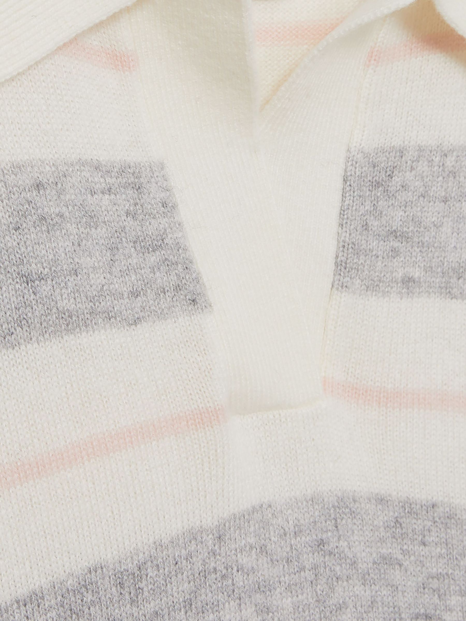 9-13 yrs Wool-Blend Striped Collared Jumper With Cashmere in Grey - Image 4 of 4