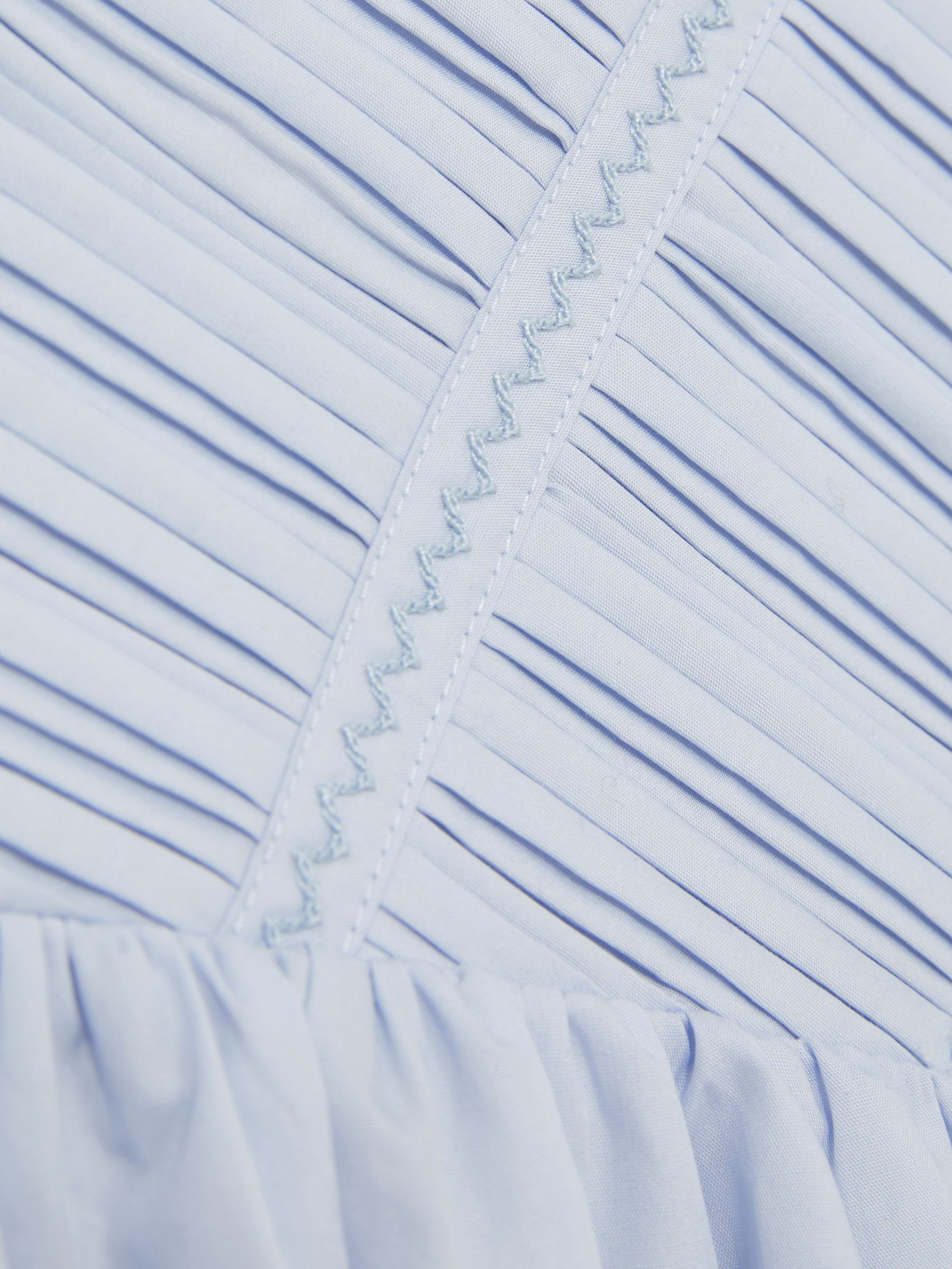 9-13 yrs Cotton Tucked-Pleat Dress in Blue - Image 4 of 4