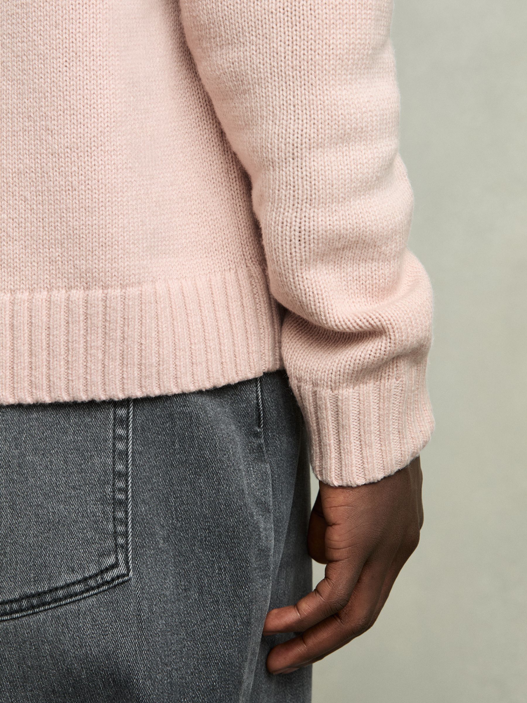 Wool-Blend Long-Sleeve Polo Shirt in Soft Pink - Image 5 of 7