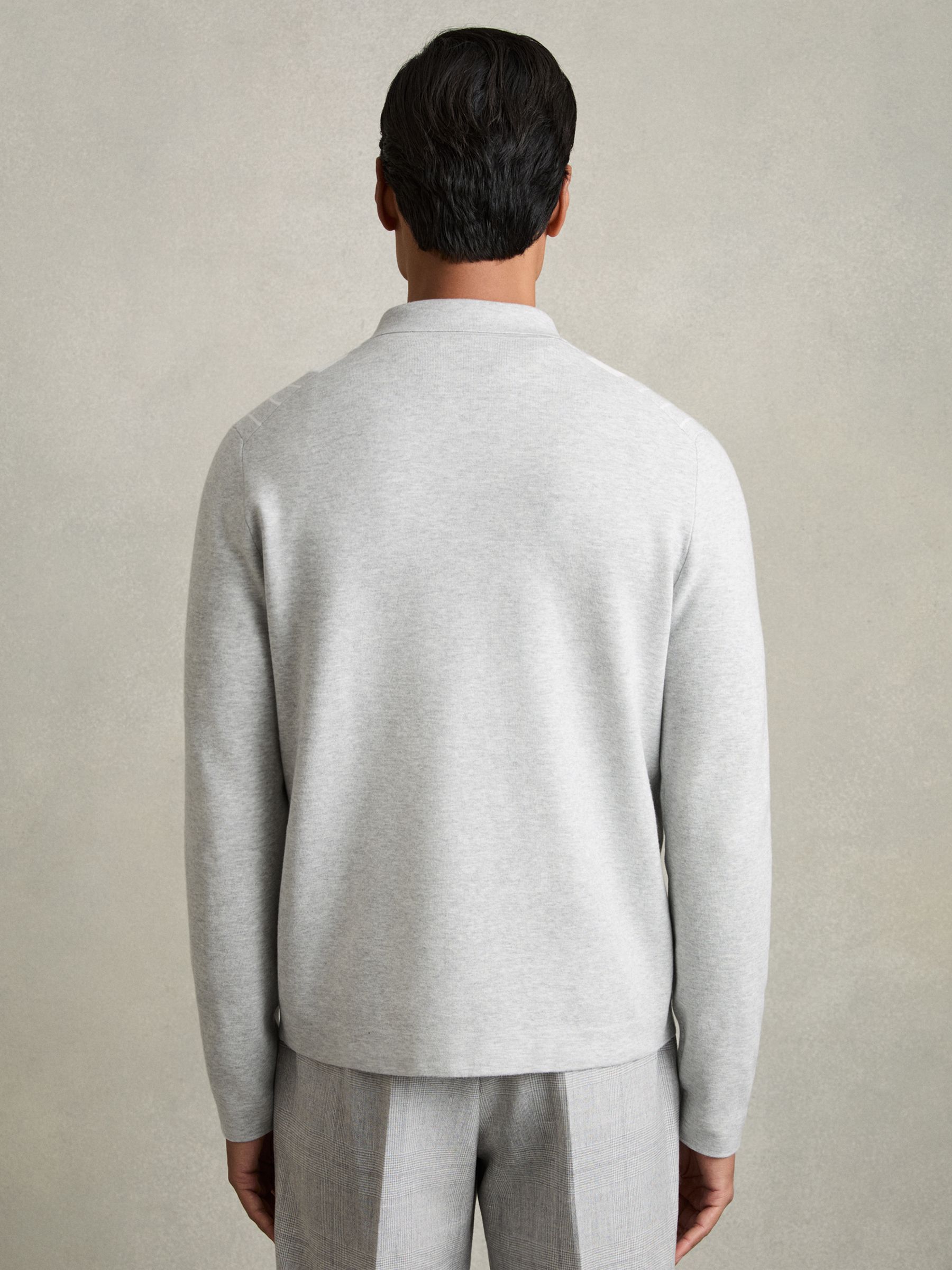 Striped Zip Through Knitted Jacket in Grey Melange/White - Image 5 of 6