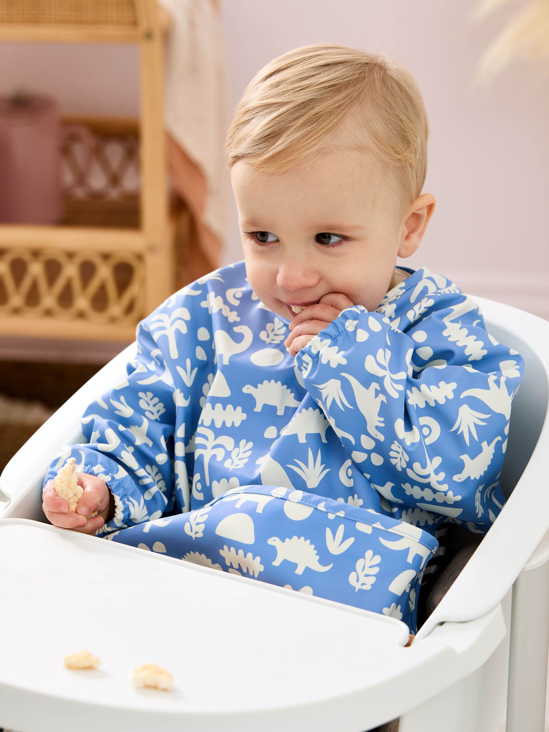 Blue Dino Sleeved Bib - Image 1 of 5