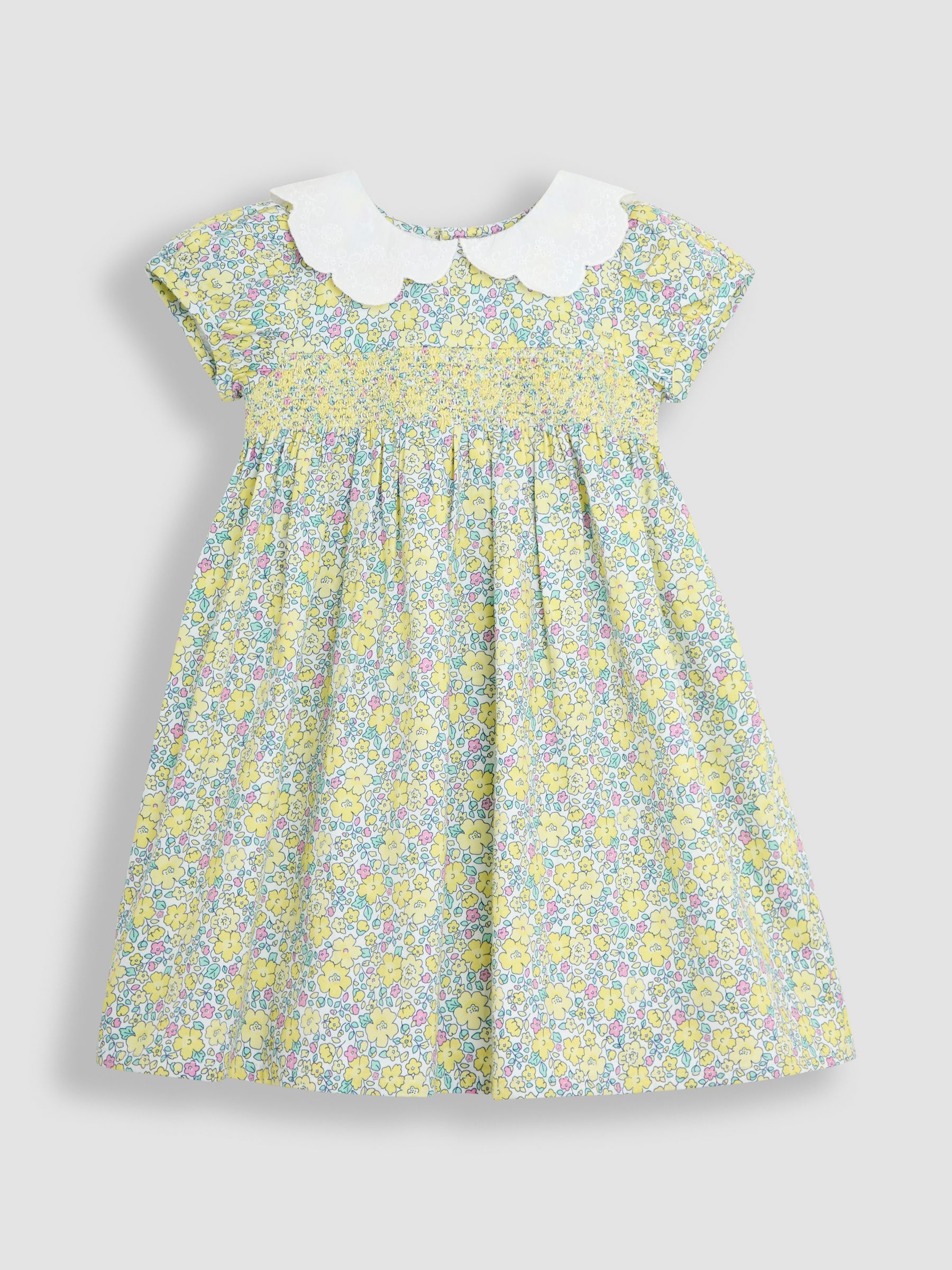 Yellow Floral Broderie Collar Party Dress - Image 2 of 6