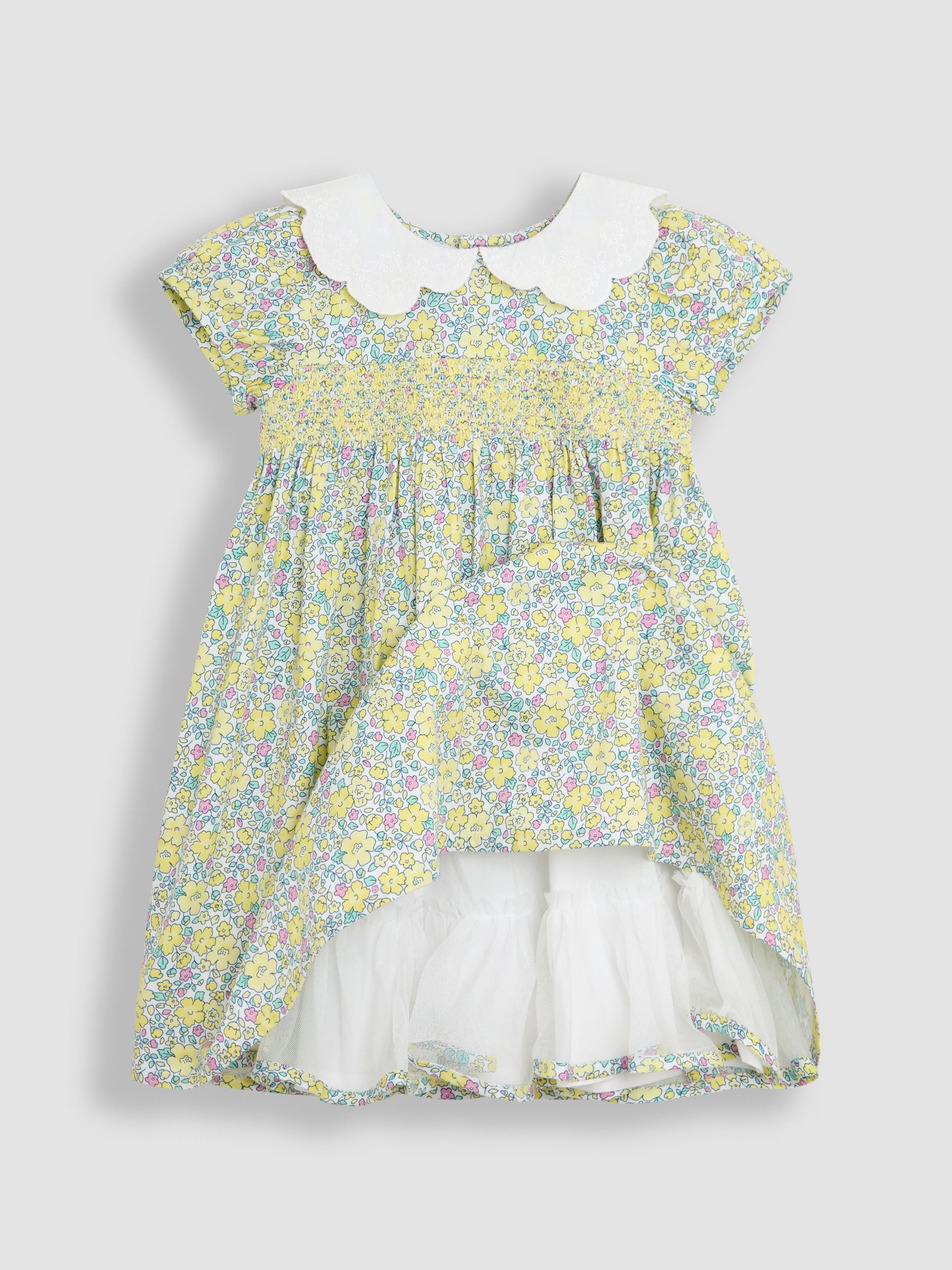 Yellow Floral Broderie Collar Party Dress - Image 3 of 6