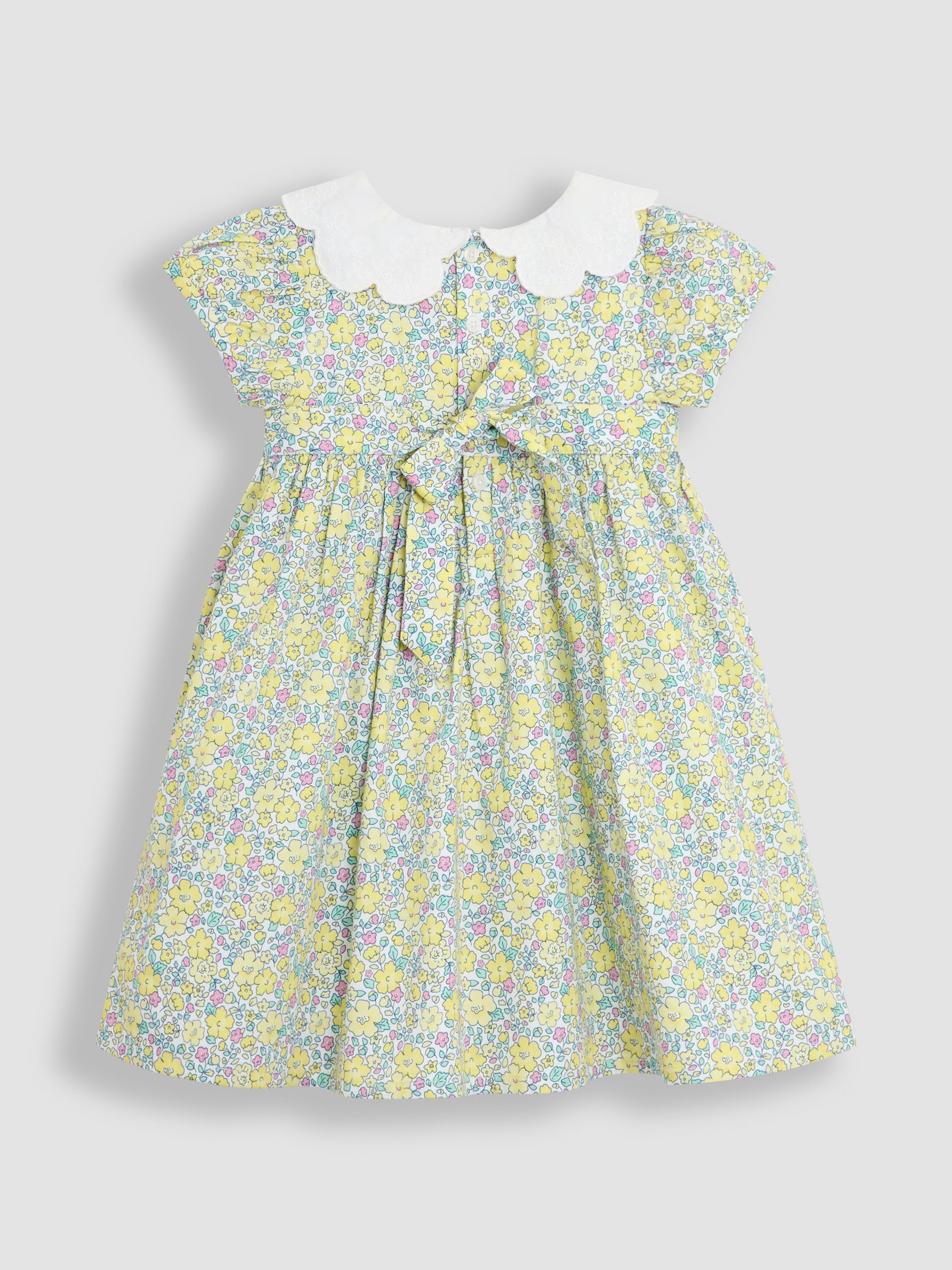 Yellow Floral Broderie Collar Party Dress - Image 4 of 6