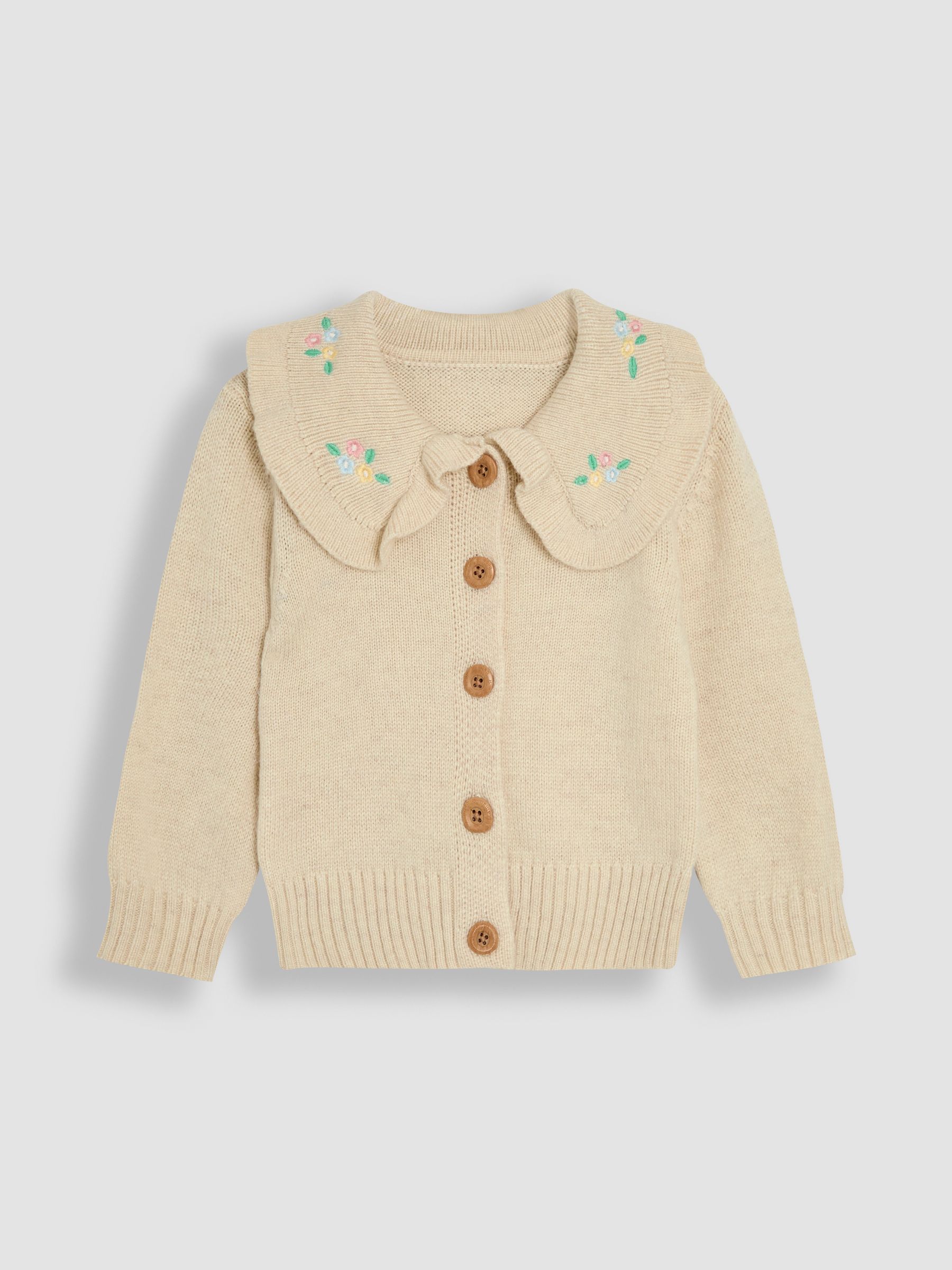 Natural Frill Embroidered Collar Cardigan - Image 1 of 3