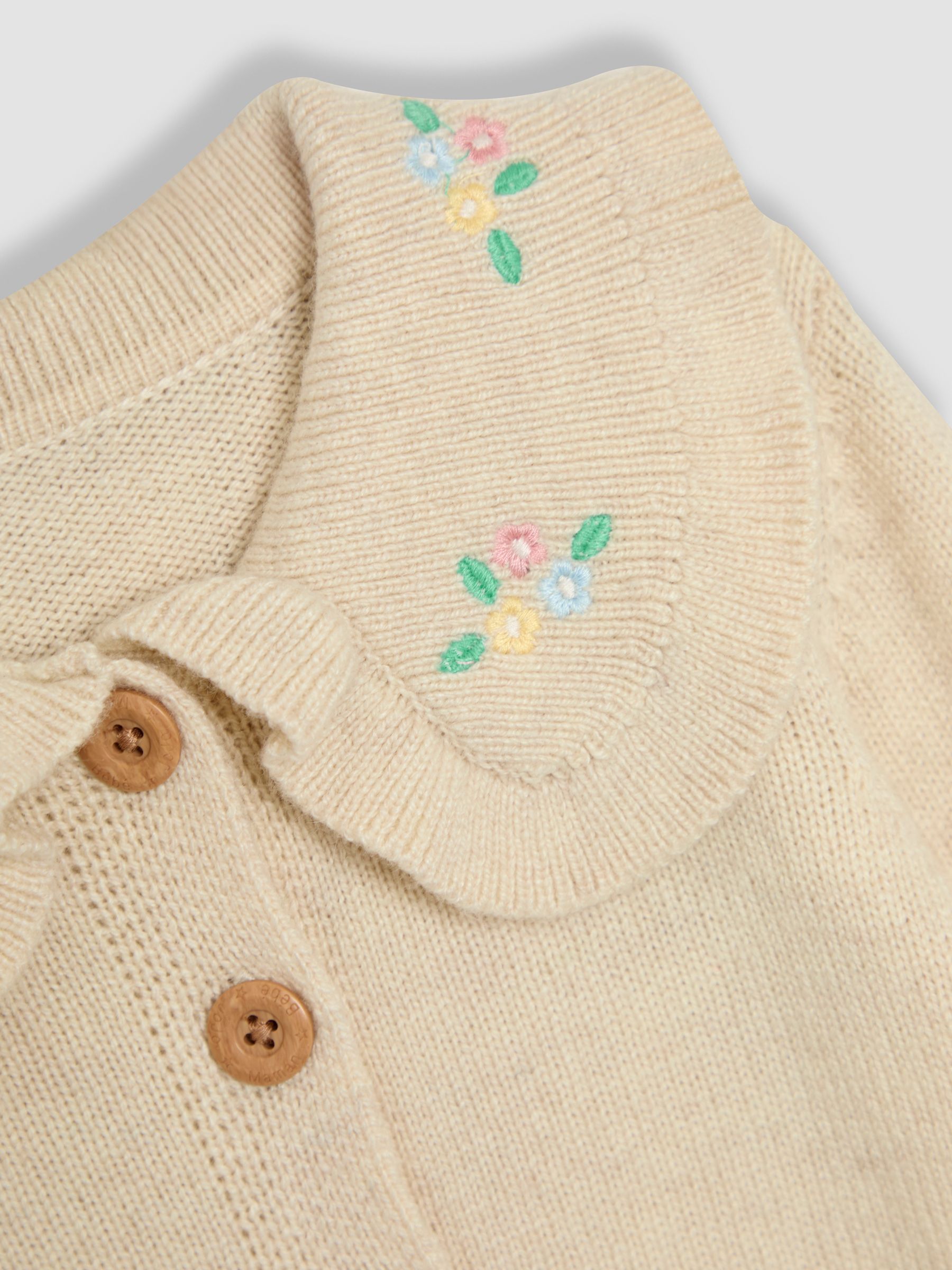 Natural Frill Embroidered Collar Cardigan - Image 3 of 3