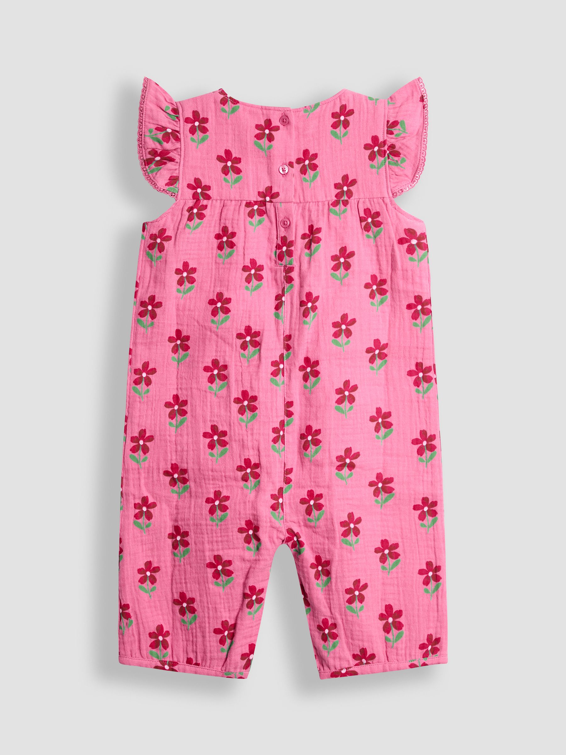 Bright Pink Floral Pretty Ruffle Shoulder Sunsuit - Image 2 of 4