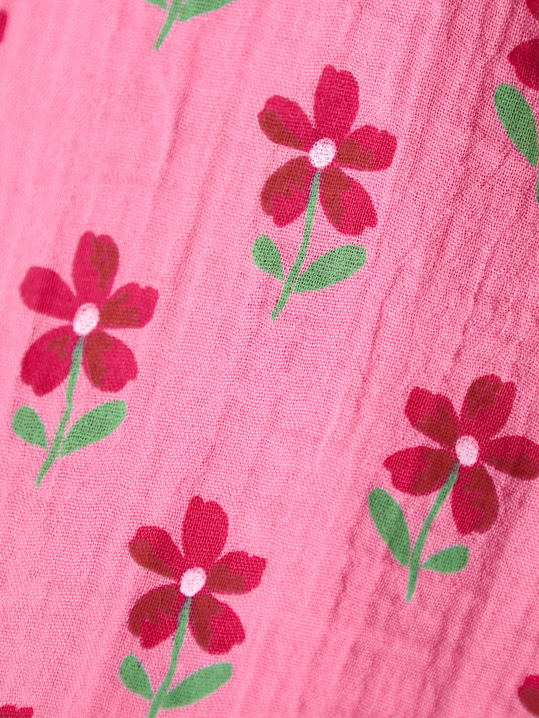 Bright Pink Floral Pretty Ruffle Shoulder Sunsuit - Image 4 of 4