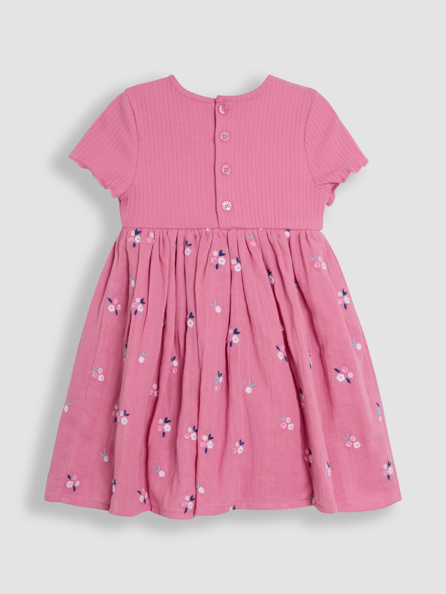 Rose Pink Embroidered Rib Cheesecloth Dress - Image 2 of 3