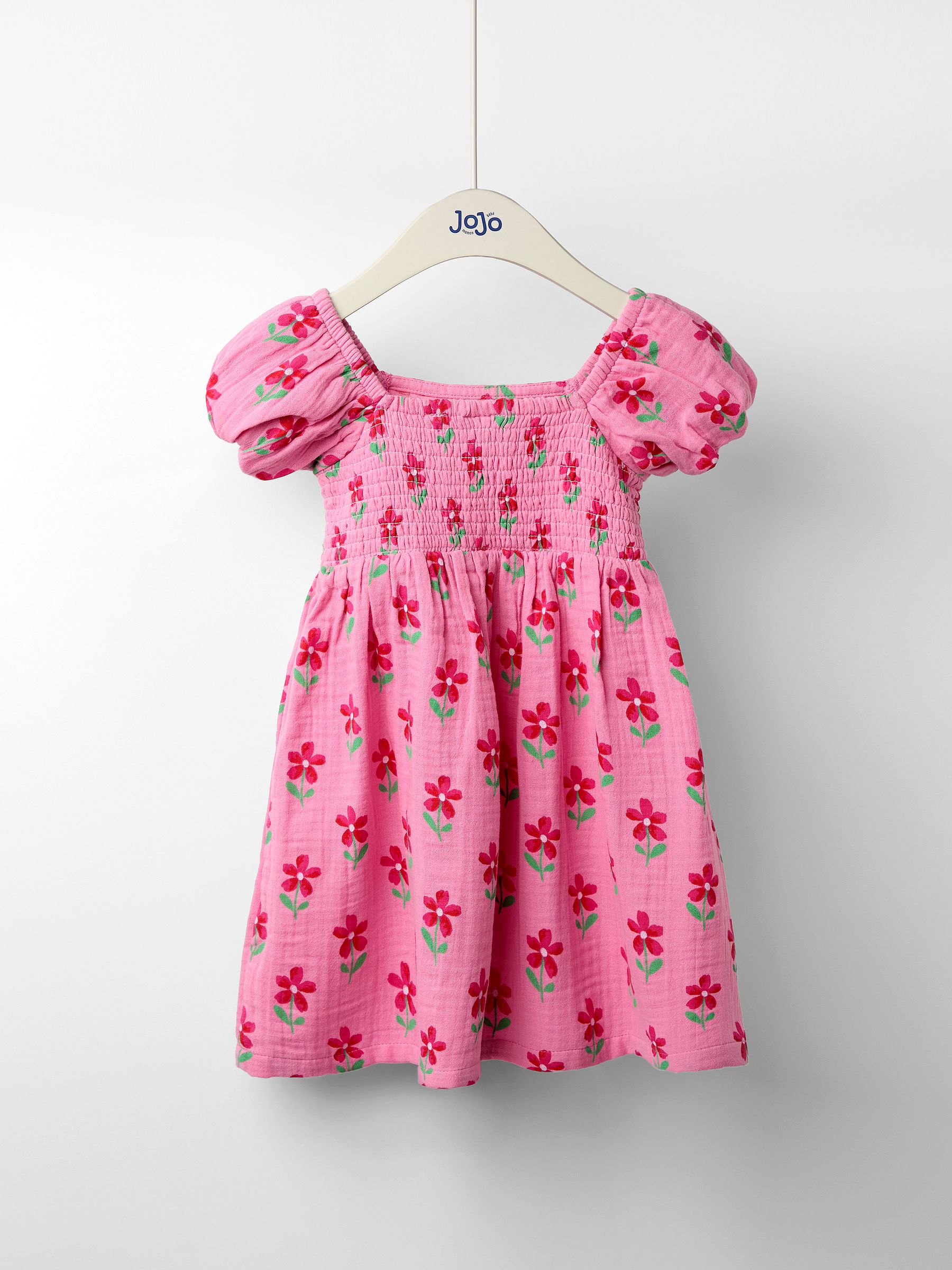 Pink Floral Puff Sleeve Dress - Image 1 of 3