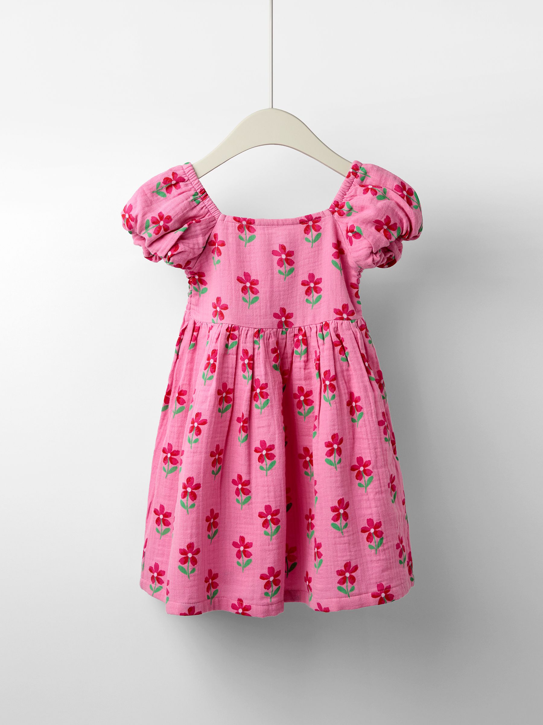 Pink Floral Puff Sleeve Dress - Image 2 of 3