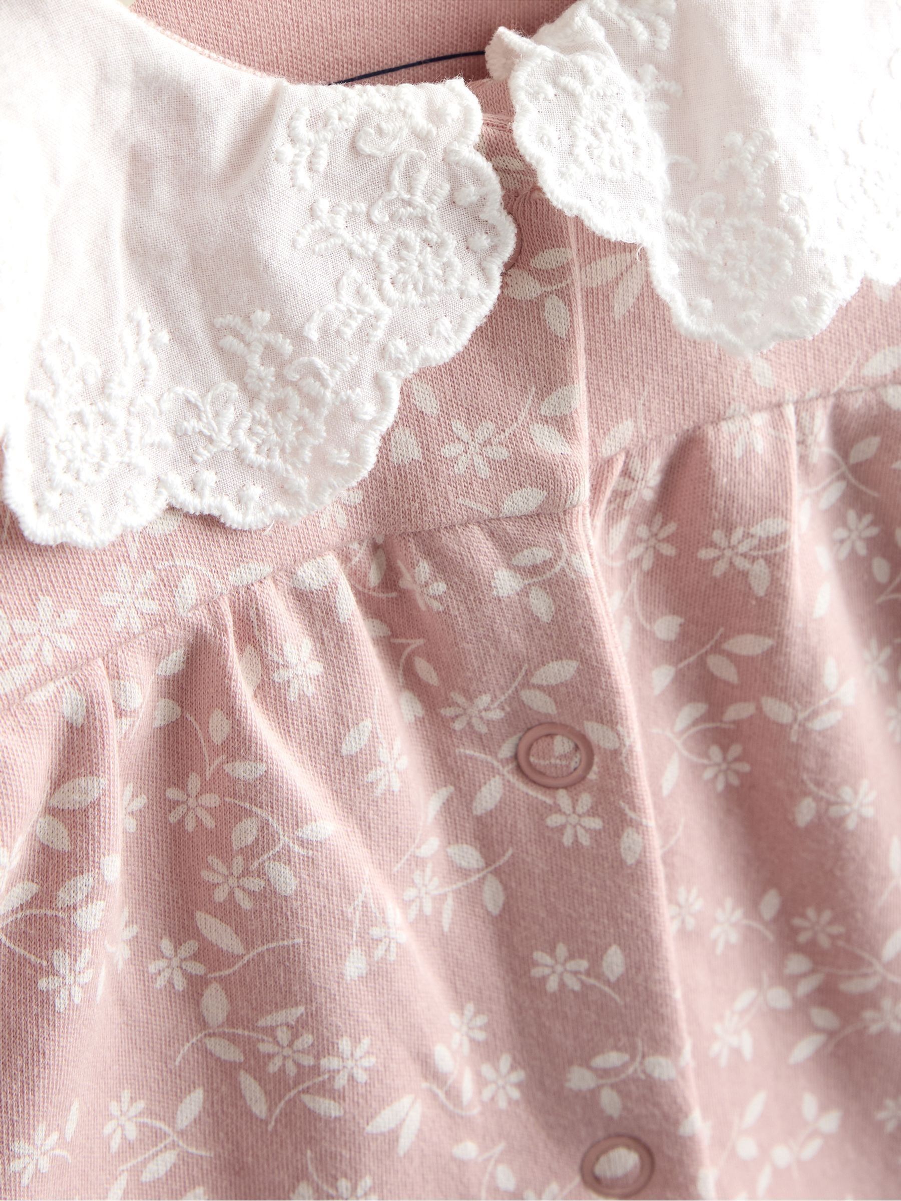 Pink Ditsy Floral Print Sleepsuit - Image 3 of 4