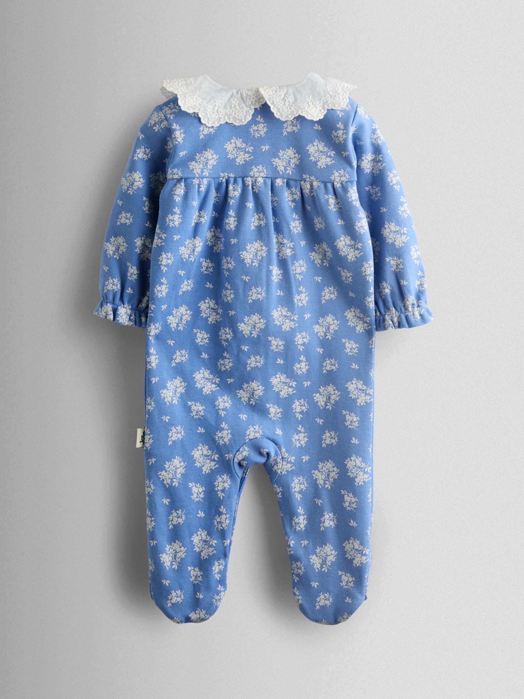 Blue 100% Organic Cotton Ditsy Floral Sleepsuit - Image 2 of 4