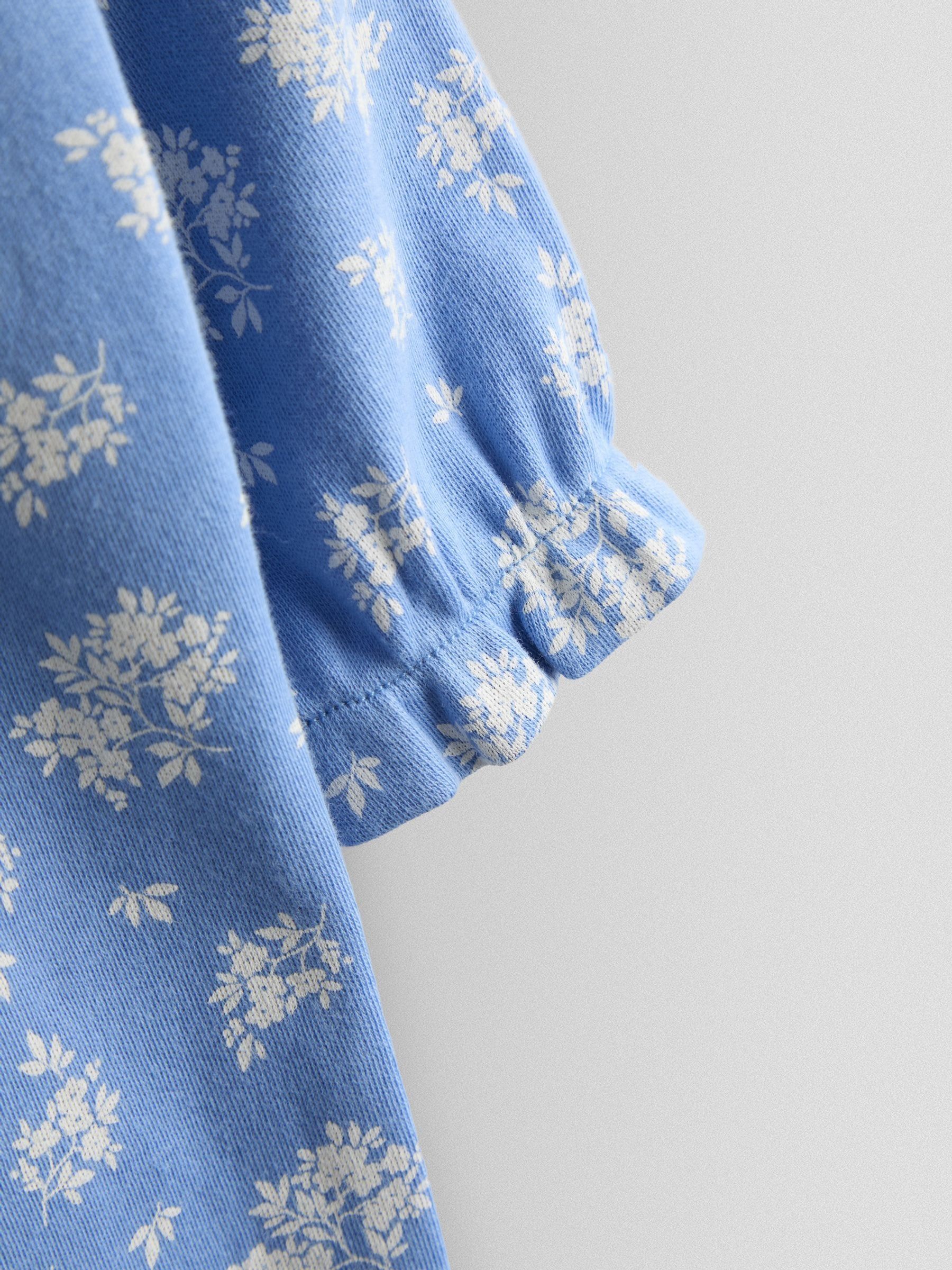 Blue 100% Organic Cotton Ditsy Floral Sleepsuit - Image 4 of 4