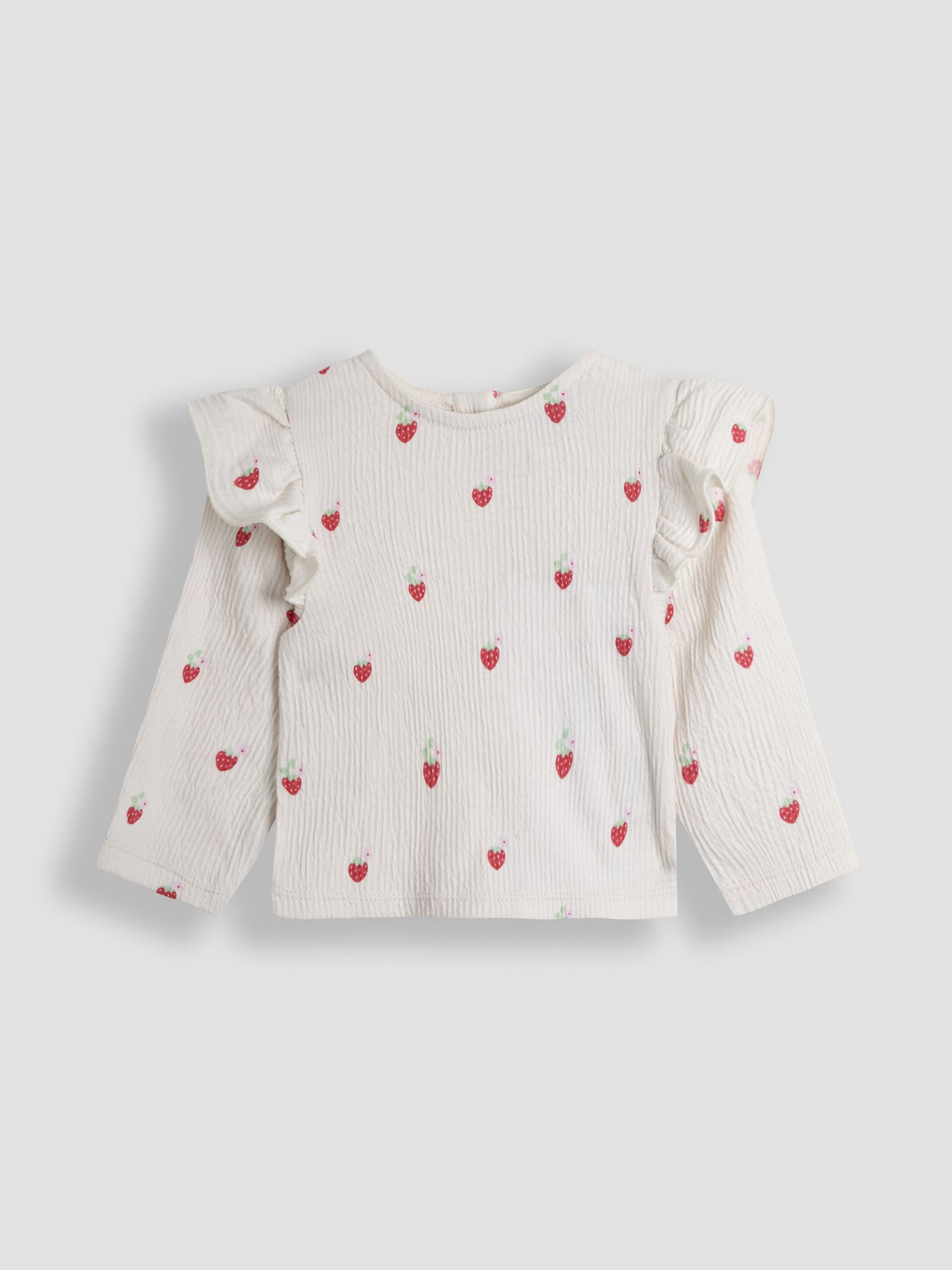 Khaki Green Strawberry 2-Piece Frill Sleeve Top & Pinafore Set - Image 4 of 5