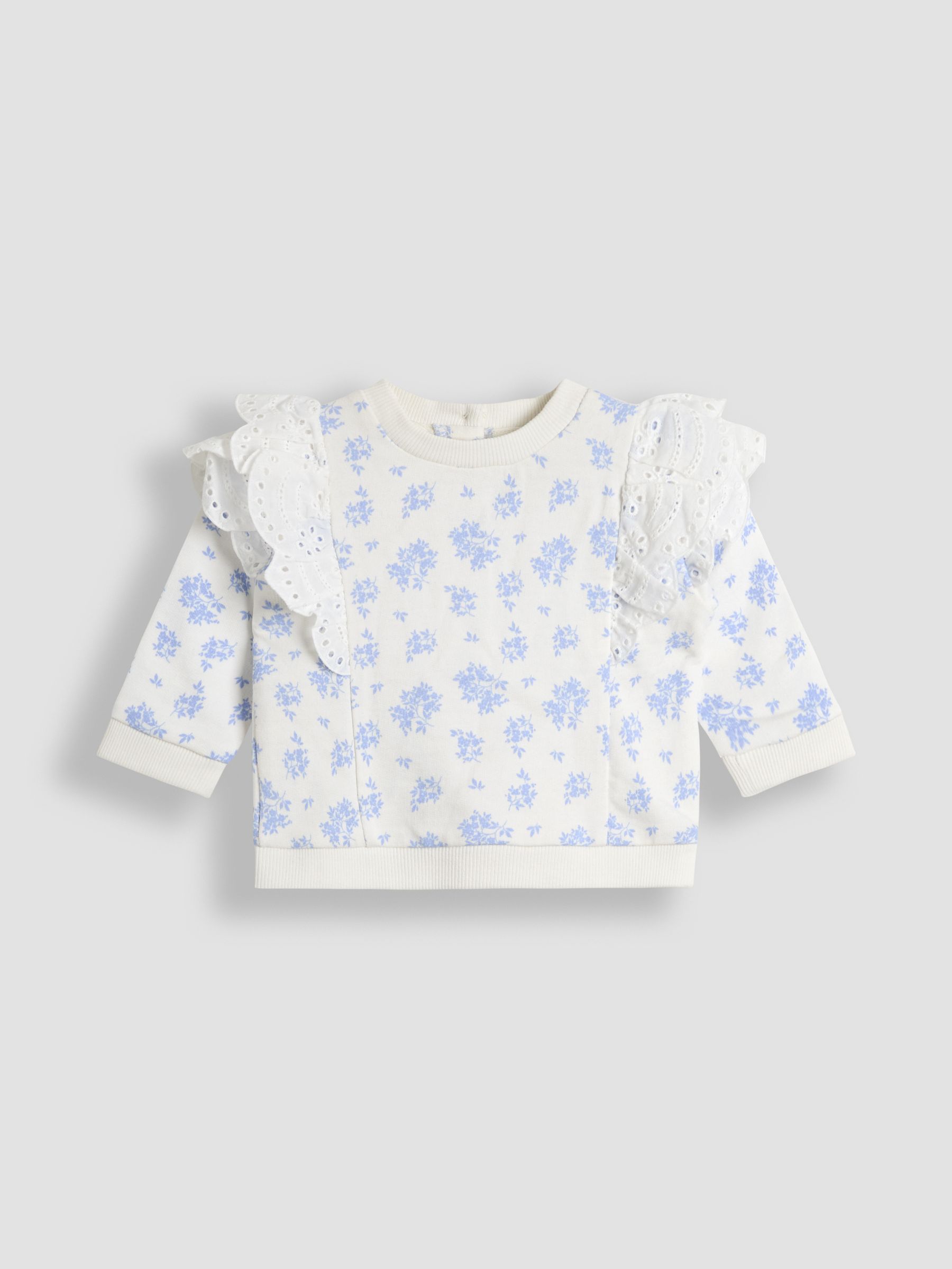 Blue Ditsy Floral Organic Cotton 2-Piece Floral Sweatshirt & Leggings Set - Image 2 of 6