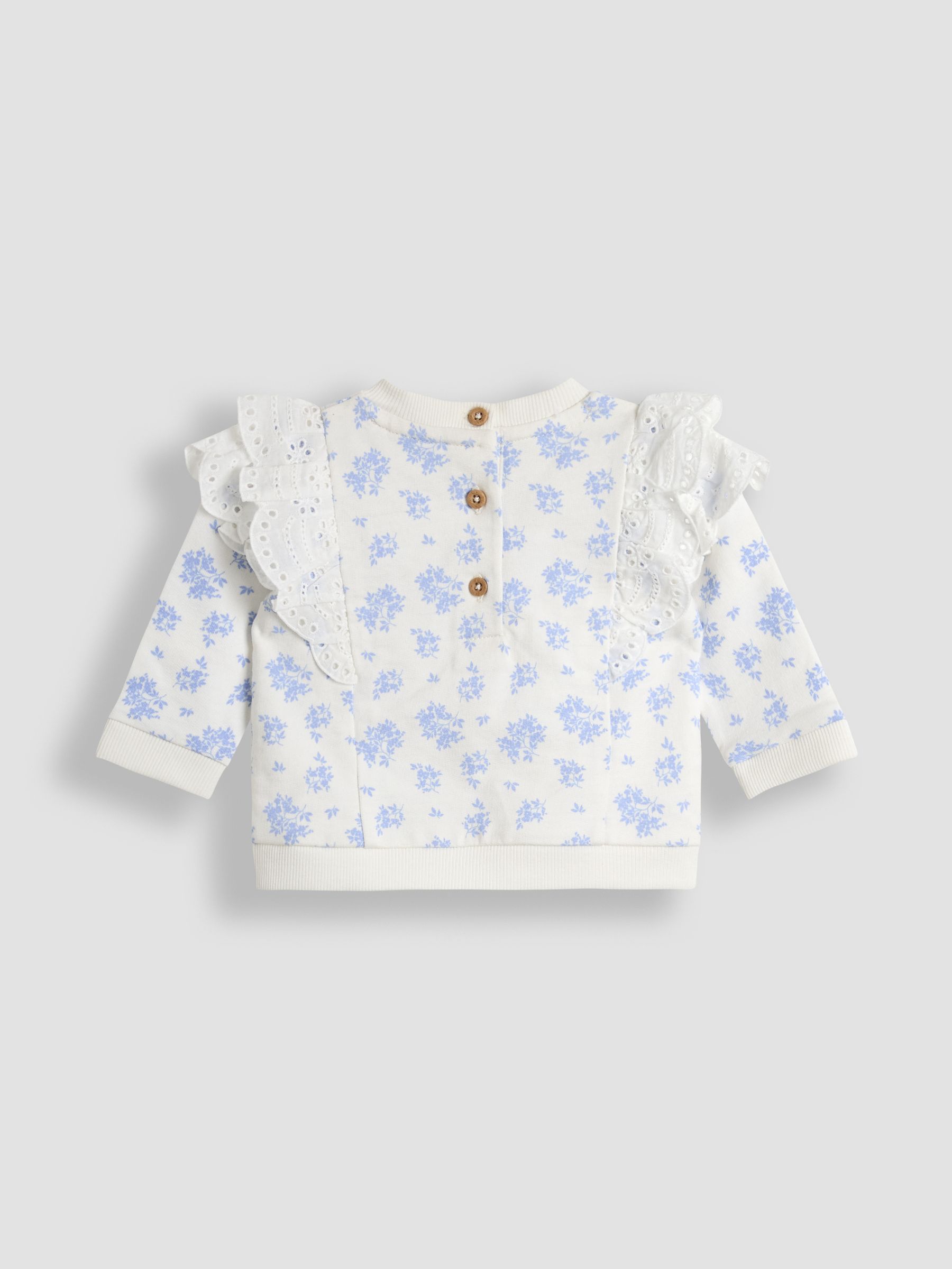 Blue Ditsy Floral Organic Cotton 2-Piece Floral Sweatshirt & Leggings Set - Image 3 of 6