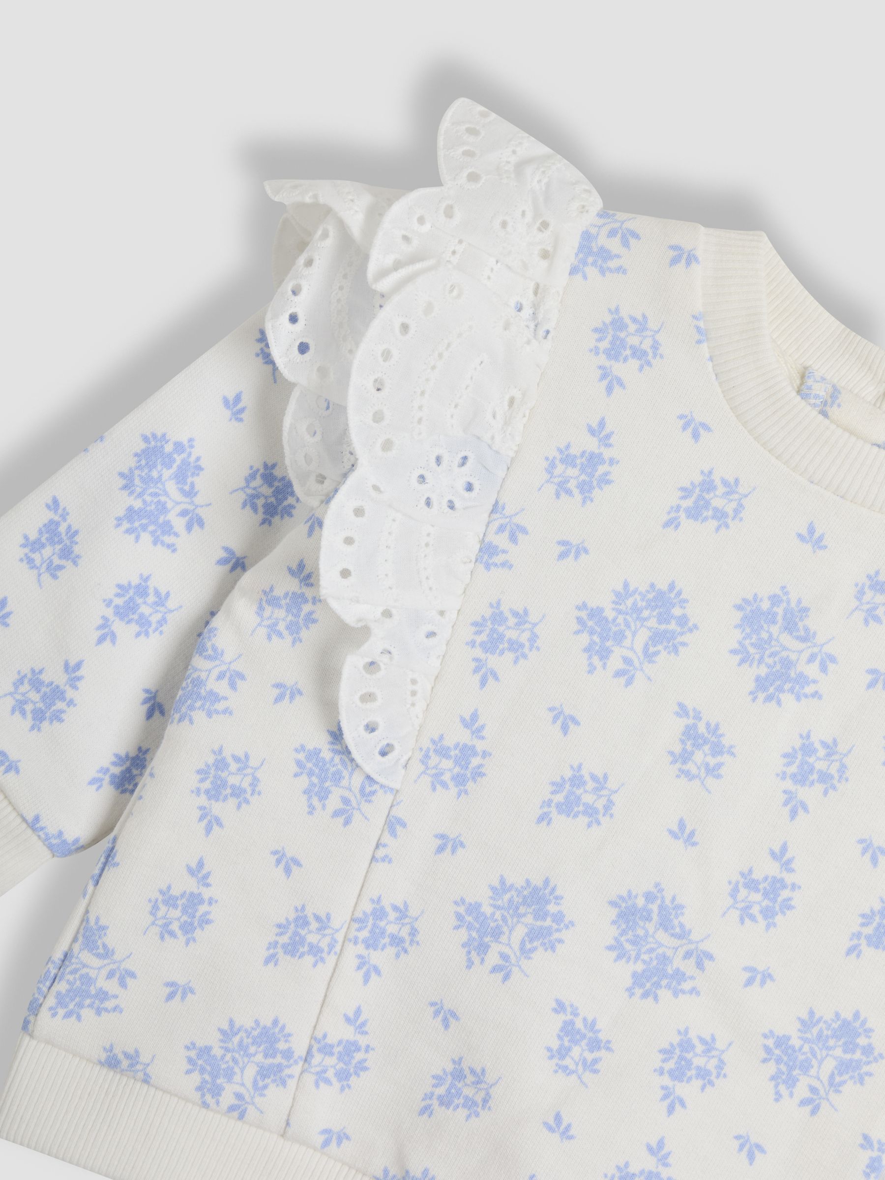 Blue Ditsy Floral Organic Cotton 2-Piece Floral Sweatshirt & Leggings Set - Image 6 of 6