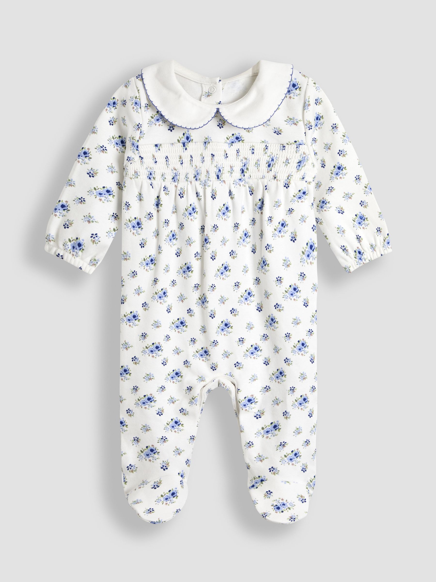 Ecru Ditsy Floral Print Smocked Sleepsuit - Image 1 of 3