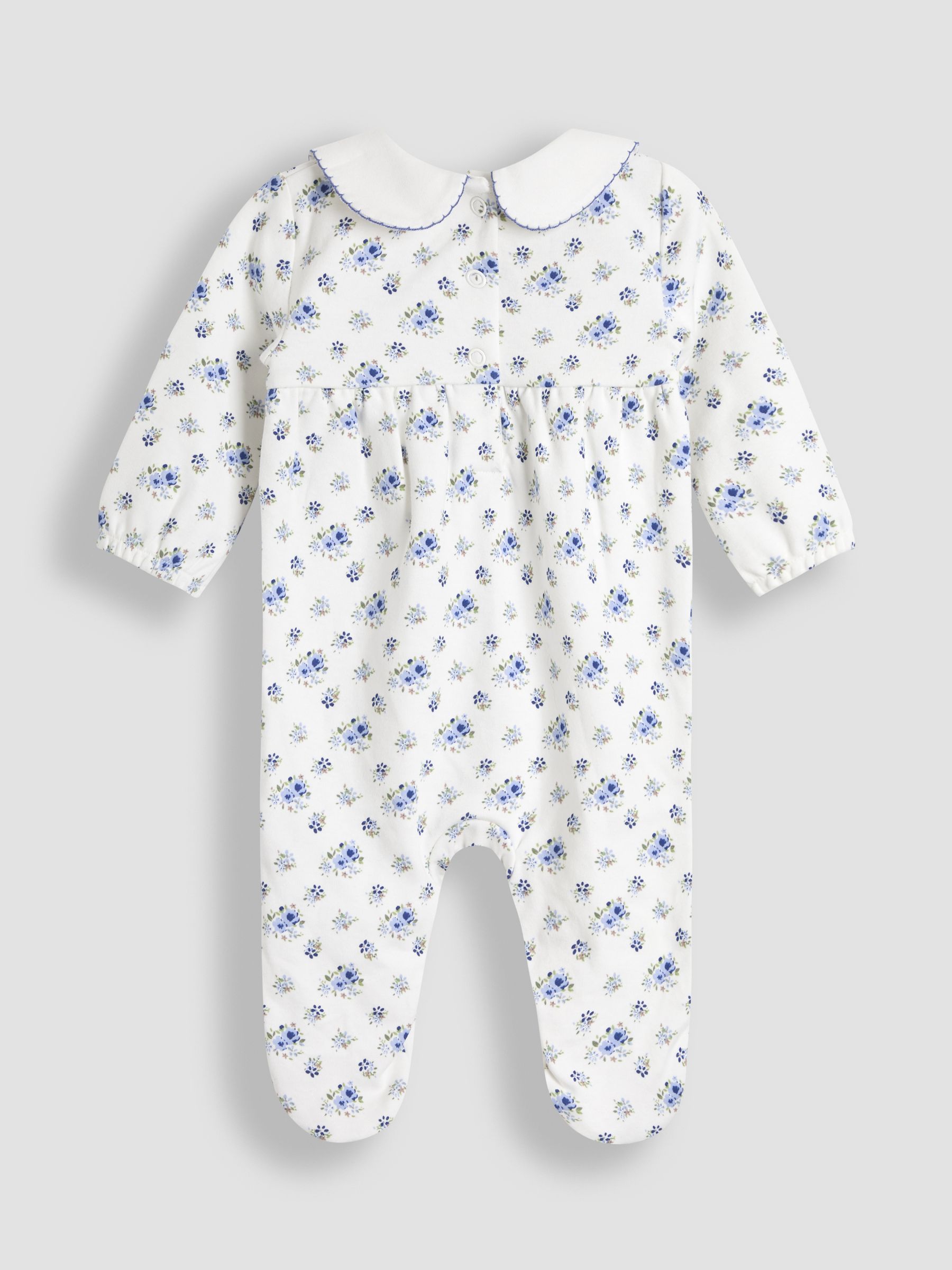 Ecru Ditsy Floral Print Smocked Sleepsuit - Image 2 of 3