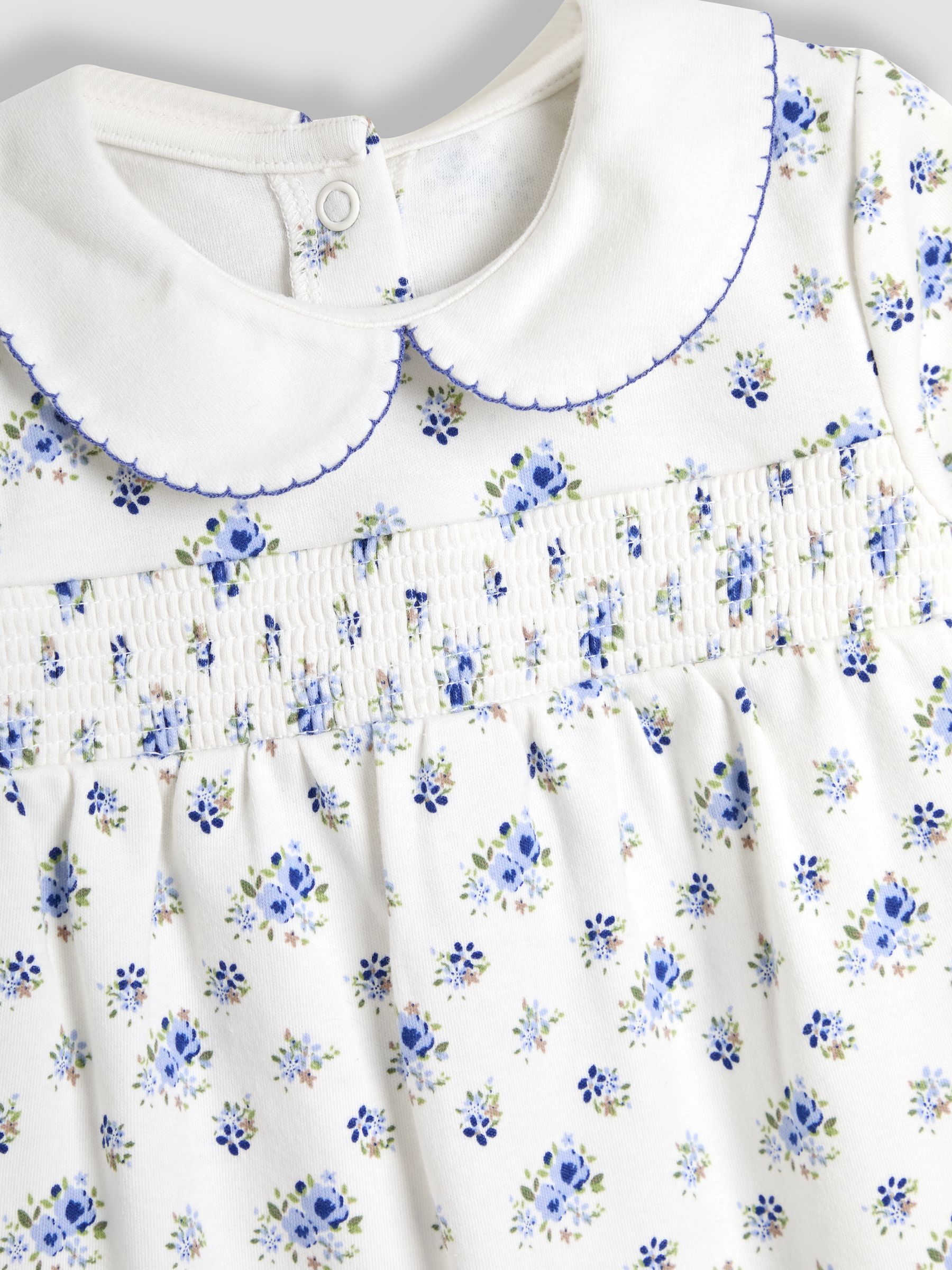Ecru Ditsy Floral Print Smocked Sleepsuit - Image 3 of 3