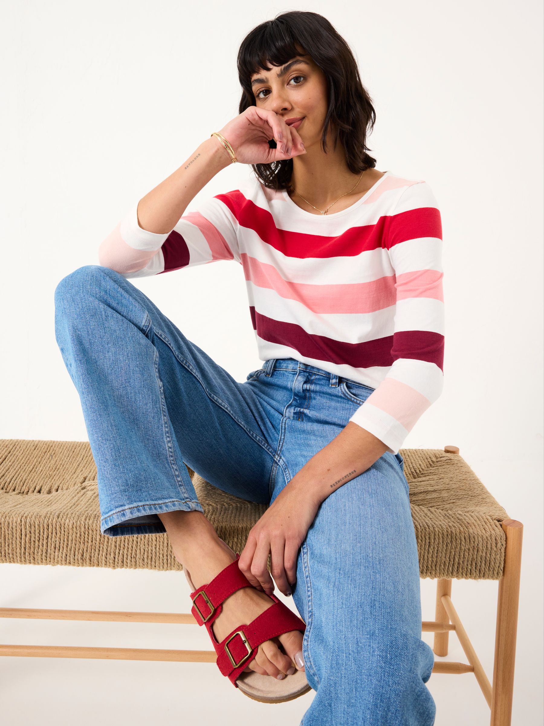 Breton Pink 100% Cotton Long Sleeve Summer Top - Image 3 of 5