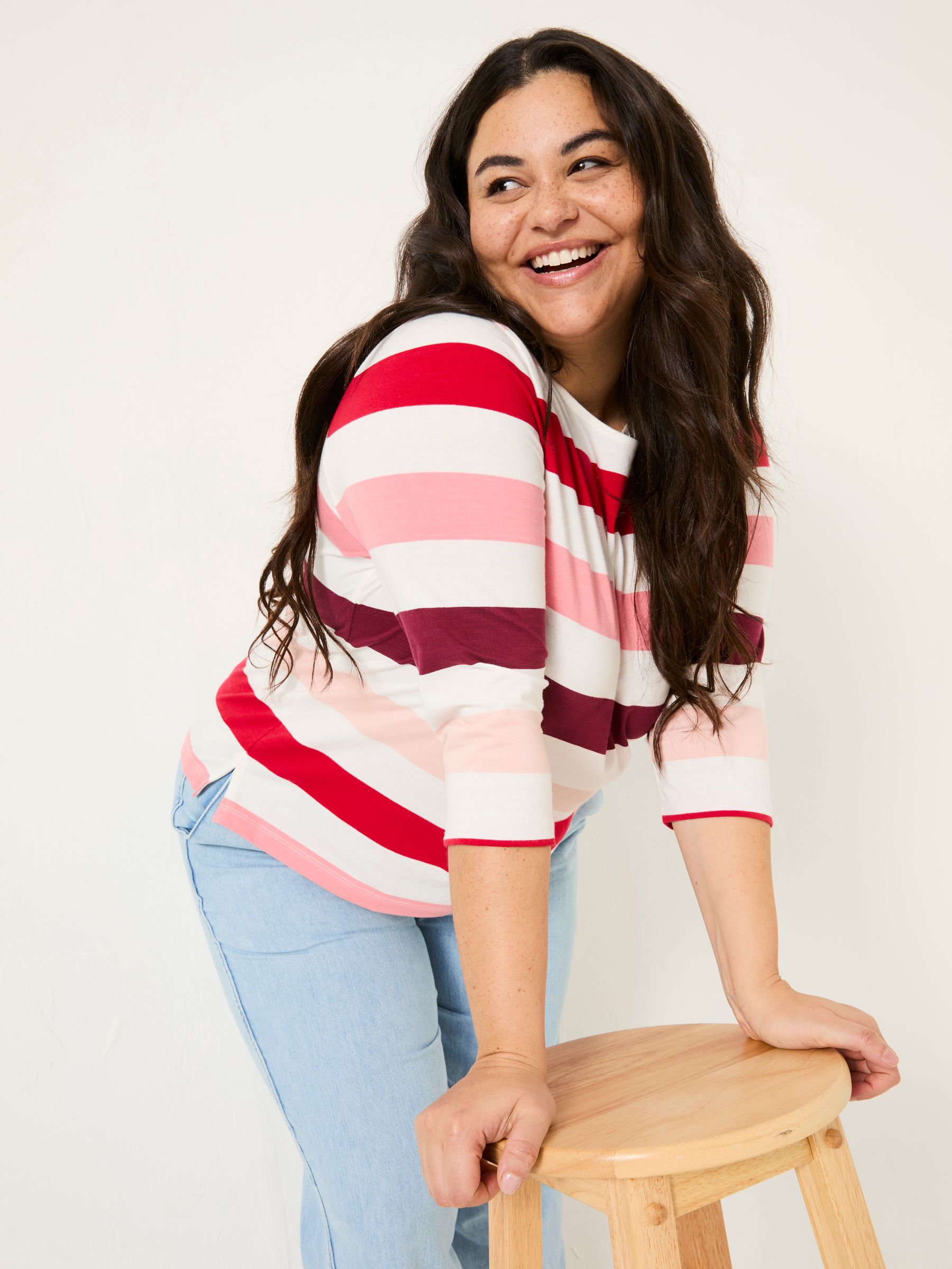 Breton Pink 100% Cotton Long Sleeve Summer Top - Image 7 of 10
