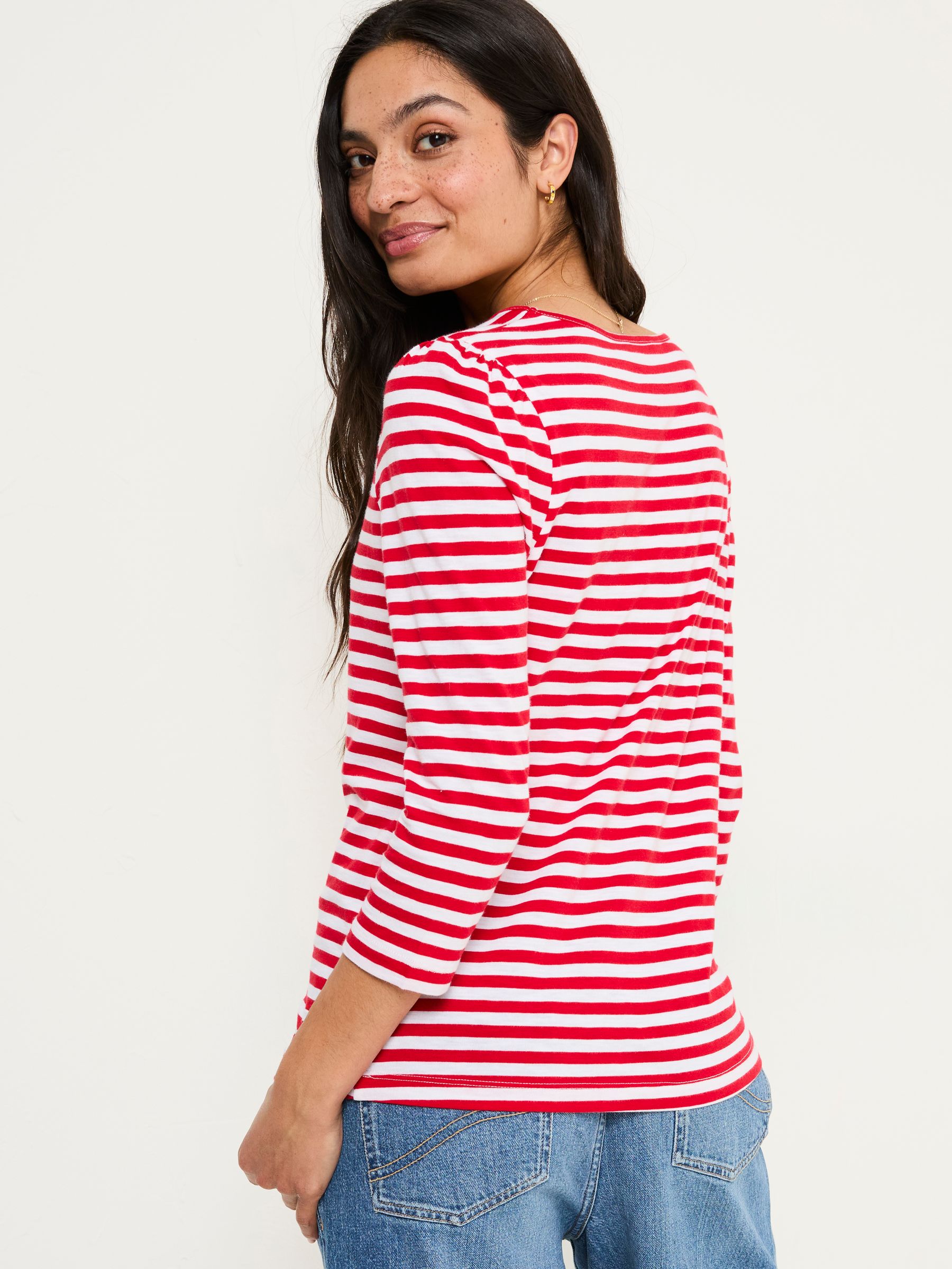 Ria Red Stripe 100% Cotton Top - Image 2 of 6