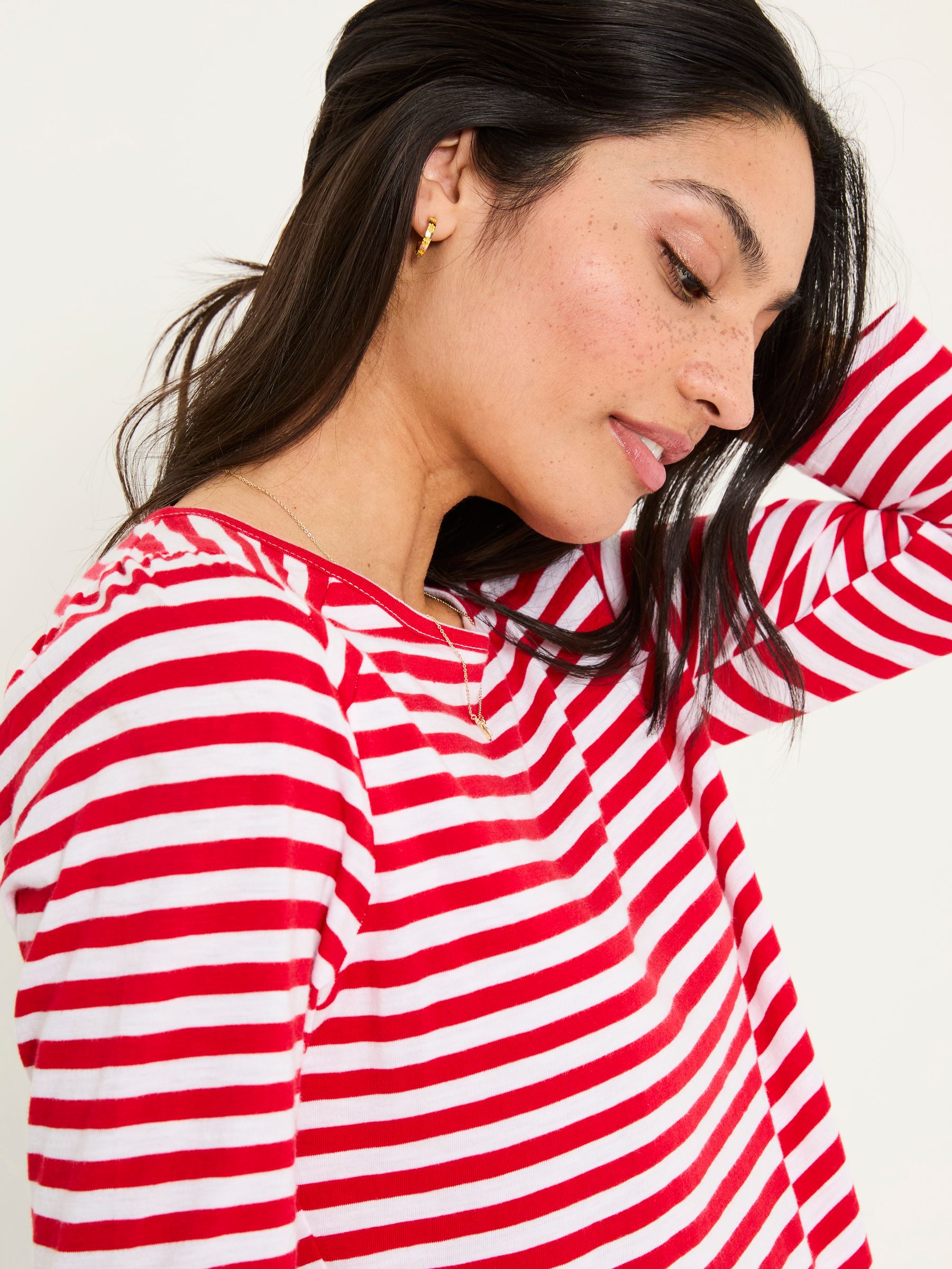 Ria Red Stripe 100% Cotton Top - Image 3 of 6