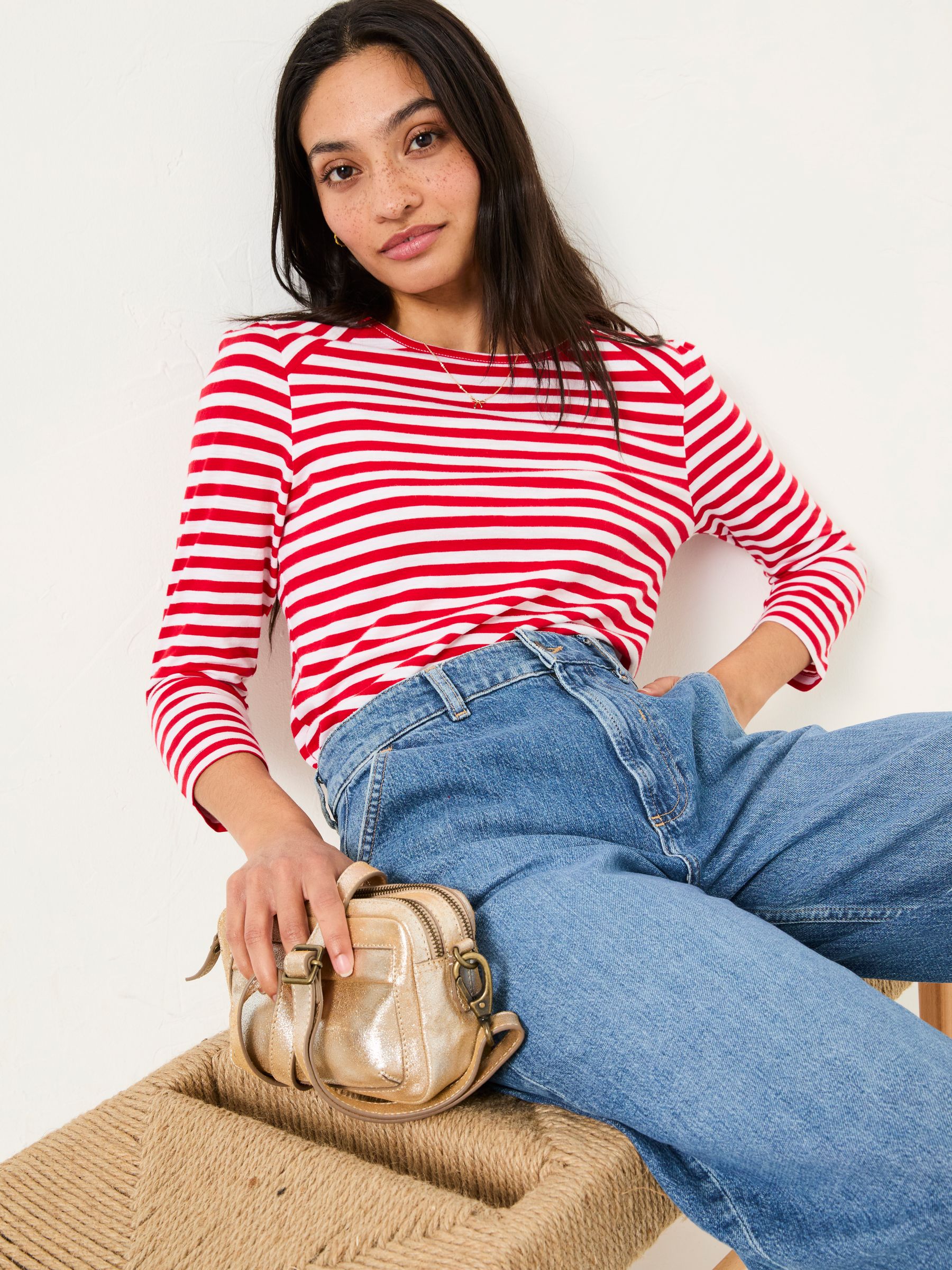 Ria Red Stripe 100% Cotton Top - Image 5 of 6