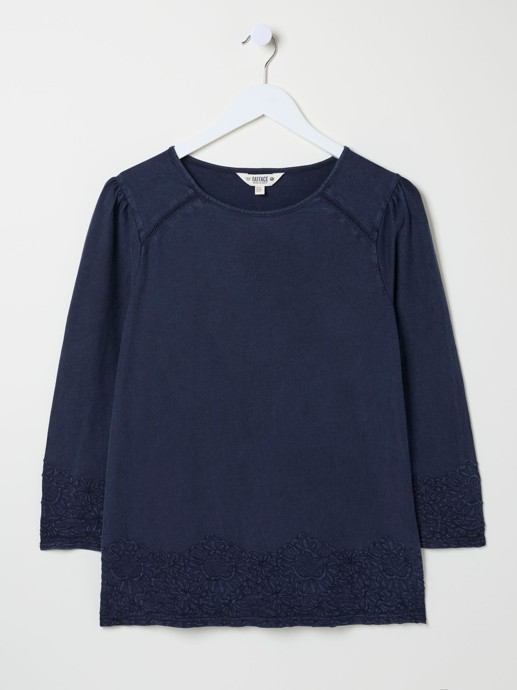 Ria Navy Broderie 100% Cotton Top - Image 5 of 5