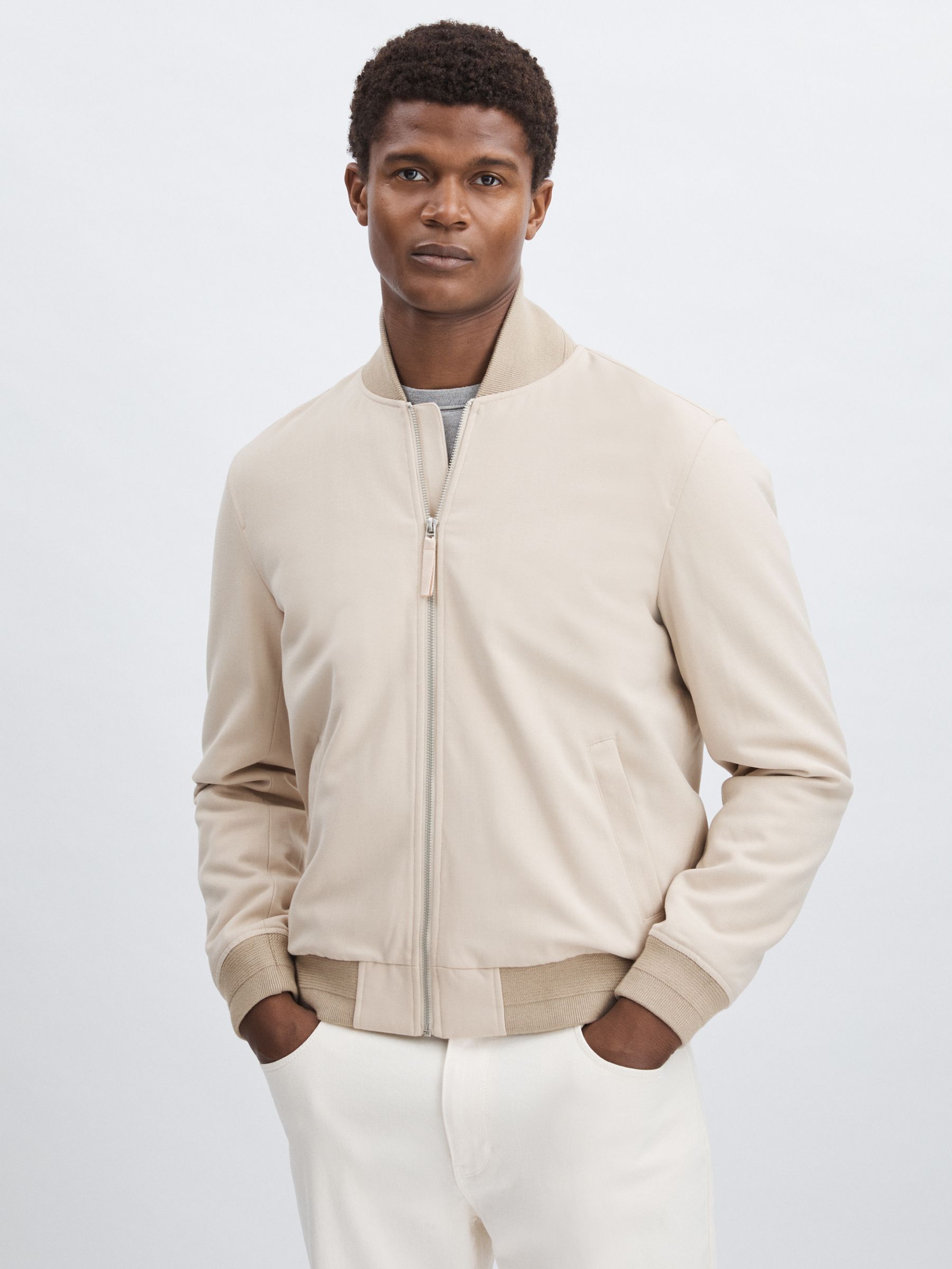 Paige Zip-Through Bomber Jacket in Ivory - Image 3 of 6
