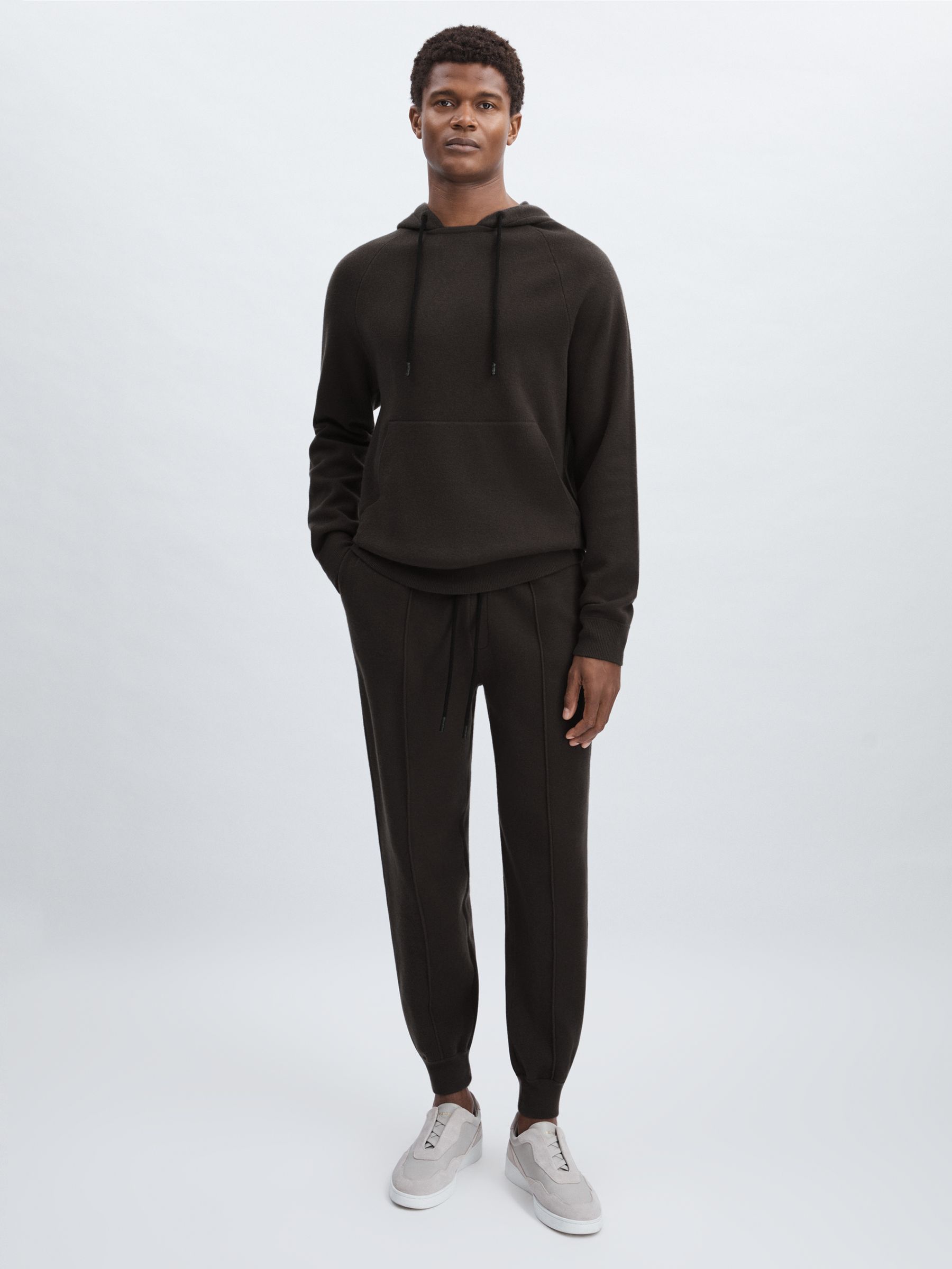 Paige Drawstring Knitted Hoodie in Dark Grey - Image 3 of 6