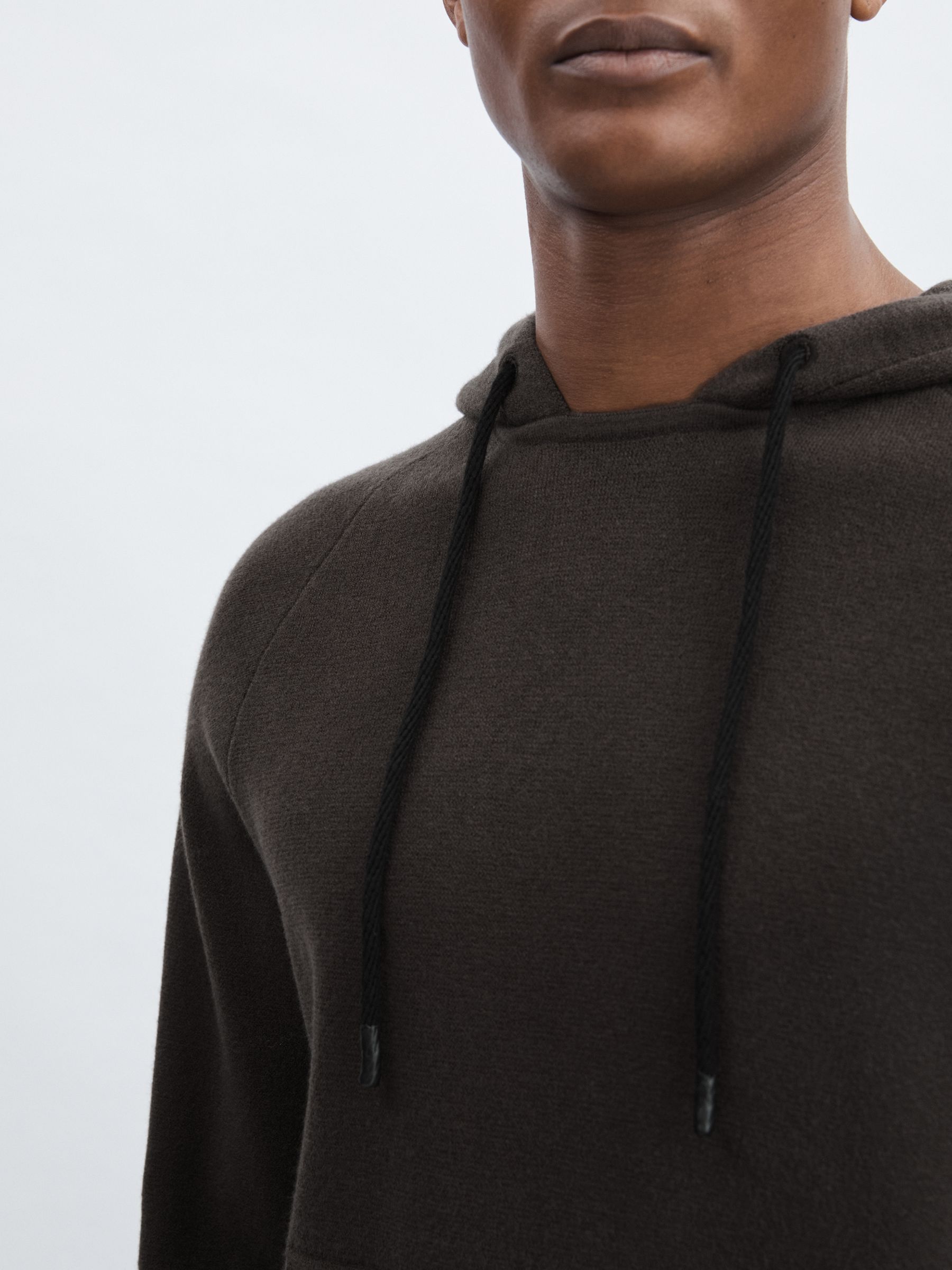 Paige Drawstring Knitted Hoodie in Dark Grey - Image 4 of 6