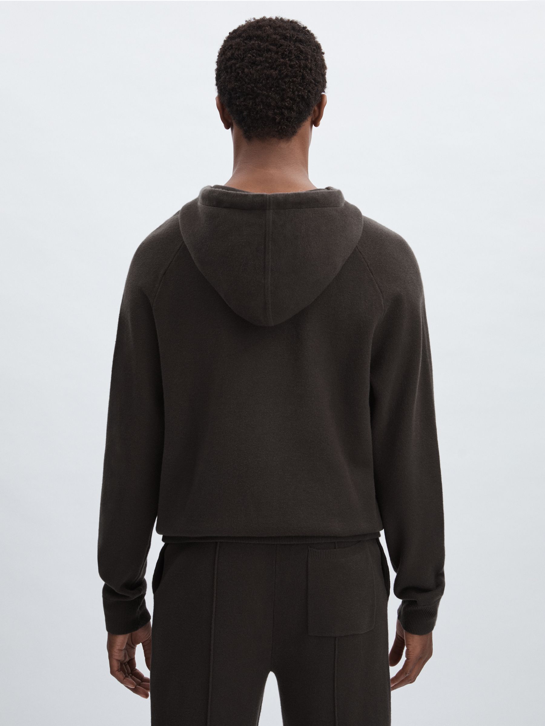 Paige Drawstring Knitted Hoodie in Dark Grey - Image 5 of 6
