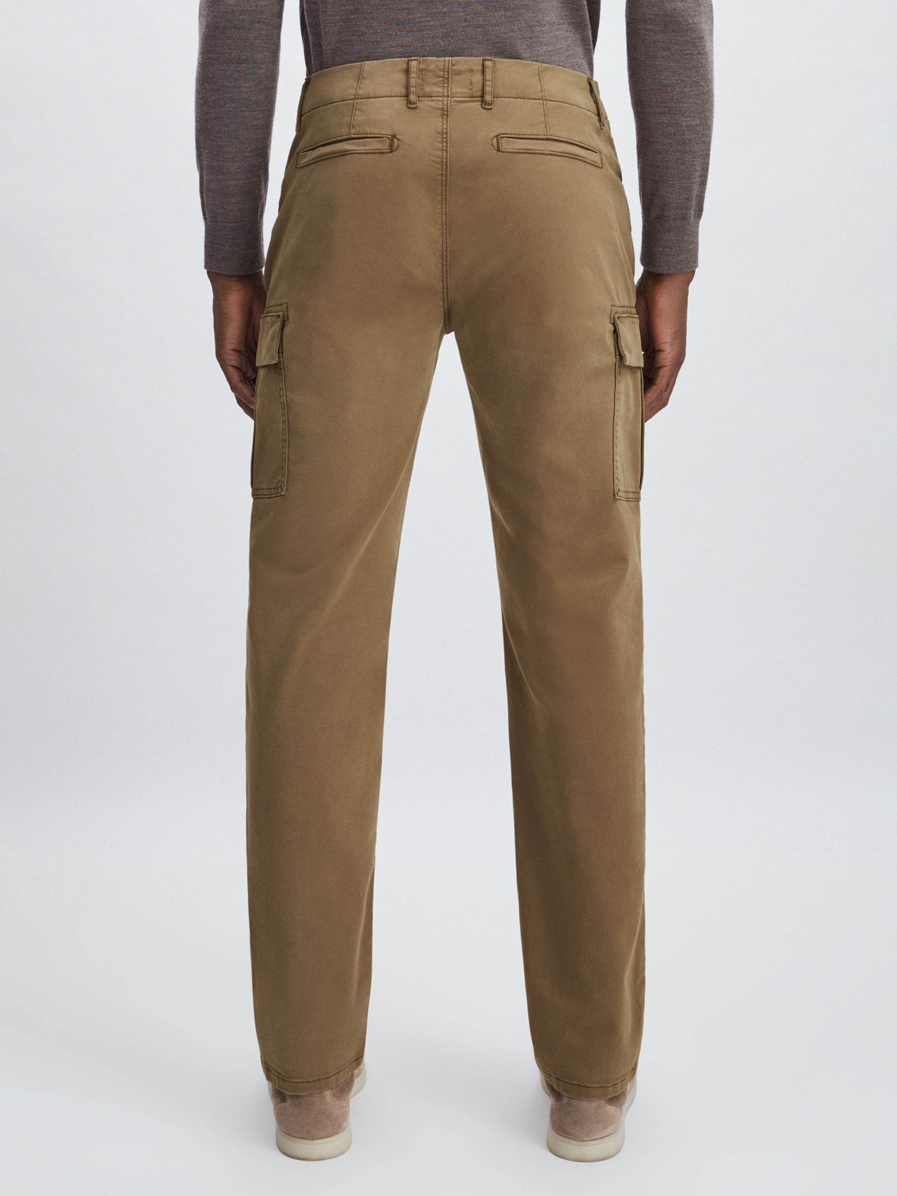 Stretch-Cotton Slim Cargo Trousers in Sand - image 5