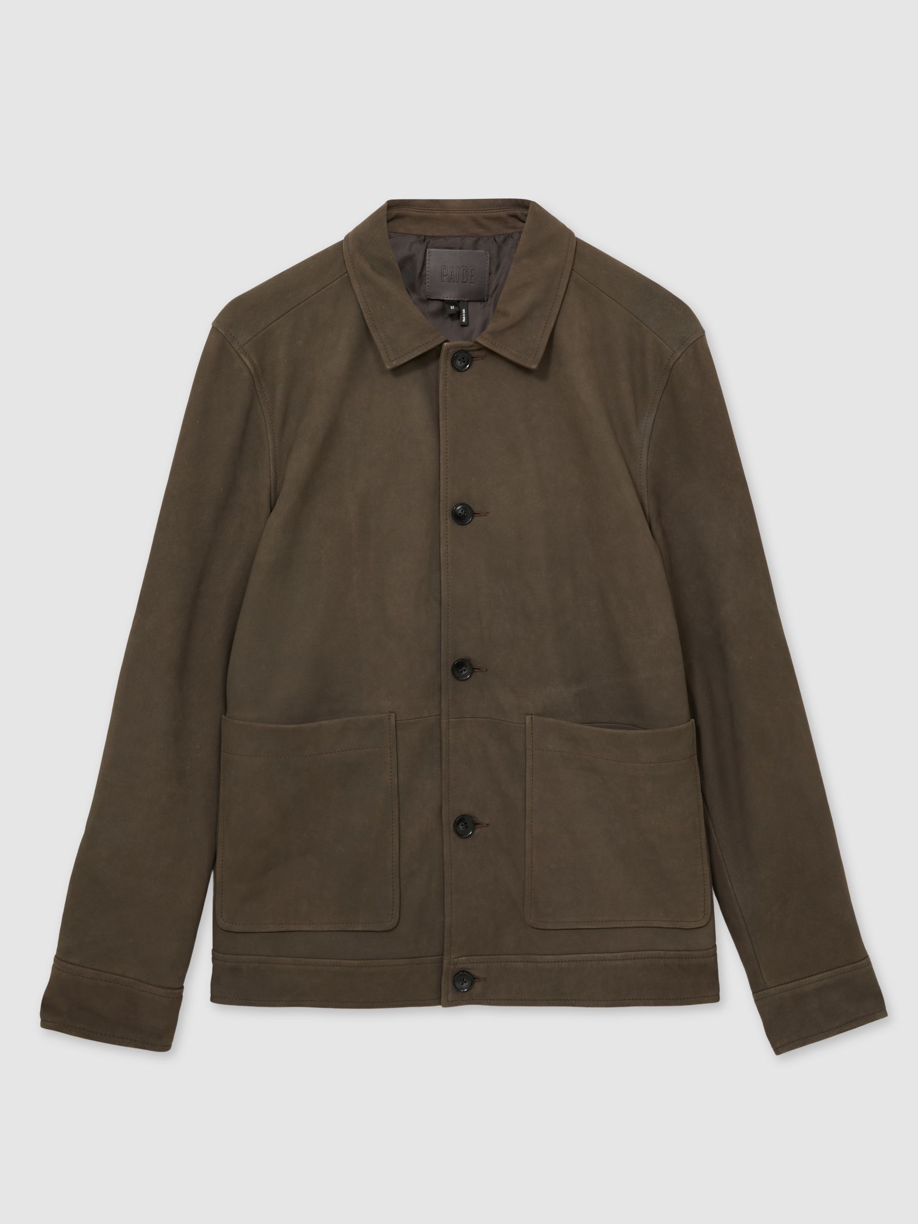 Paige Suede Chore Jacket in Brown/Khaki - Image 2 of 6