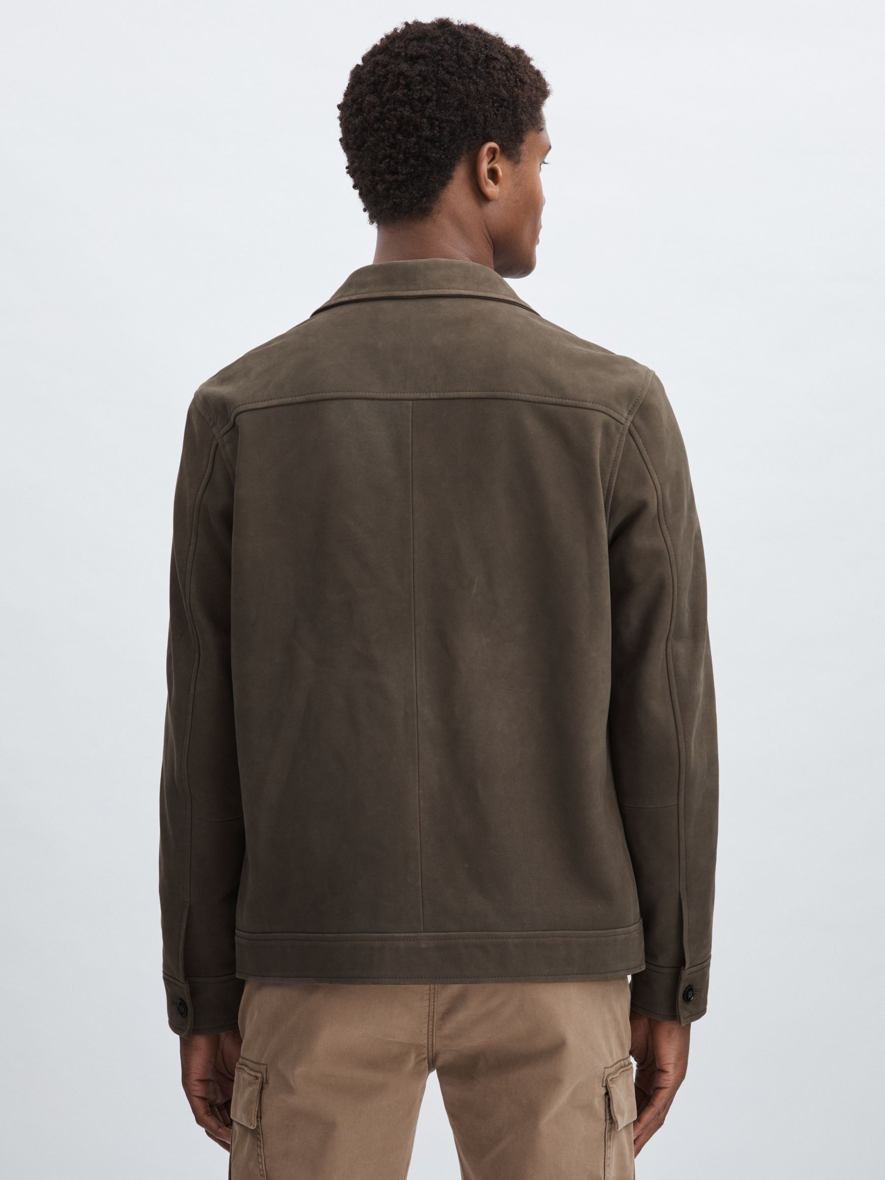 Paige Suede Chore Jacket in Brown/Khaki - Image 5 of 6