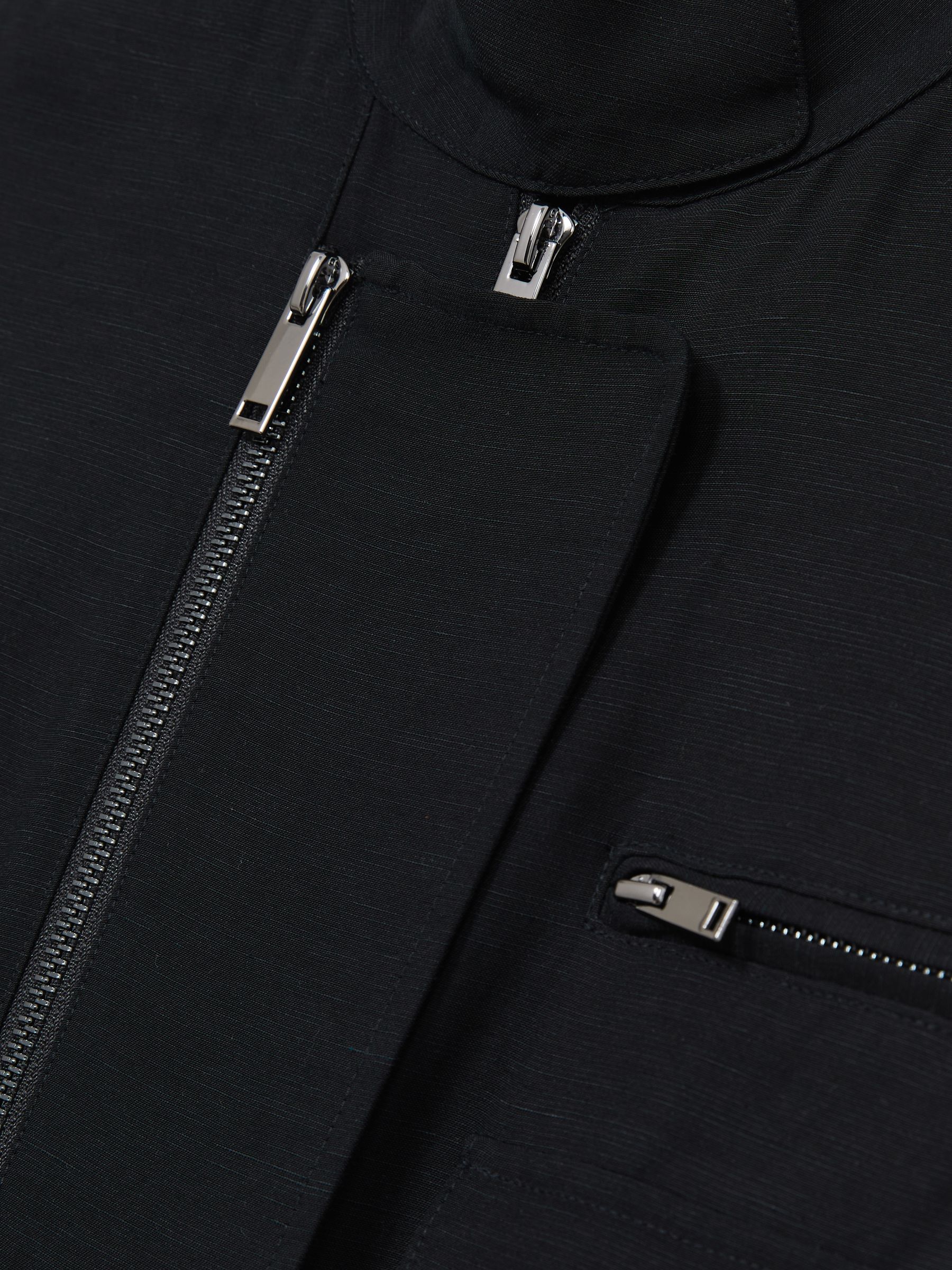 Utility Zip Through Jumpsuit With Linen in Black - Image 7 of 7
