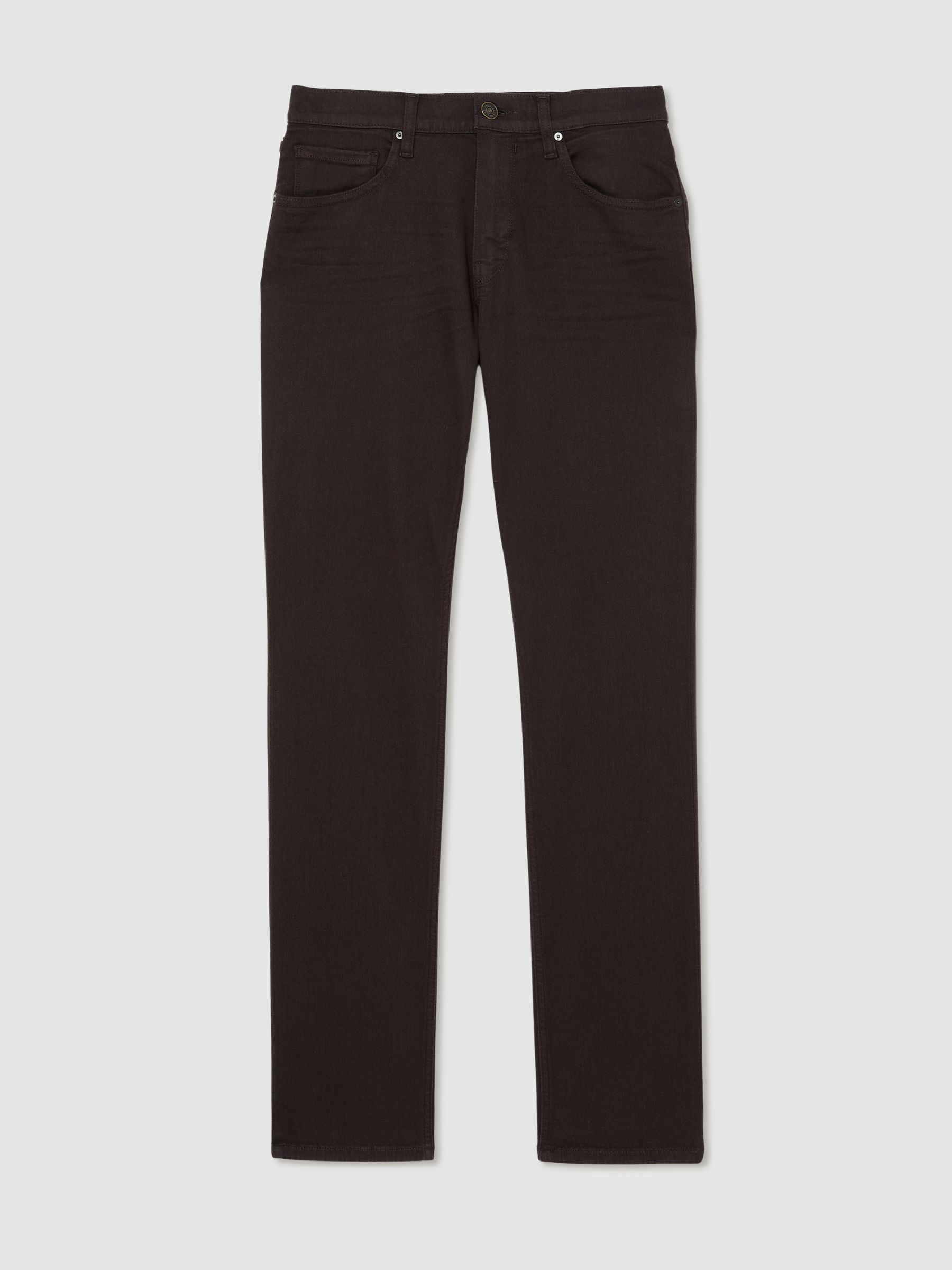 Paige Slim Straight-Leg Chocolate/Black Jeans in Chocolate/Black - Image 2 of 6