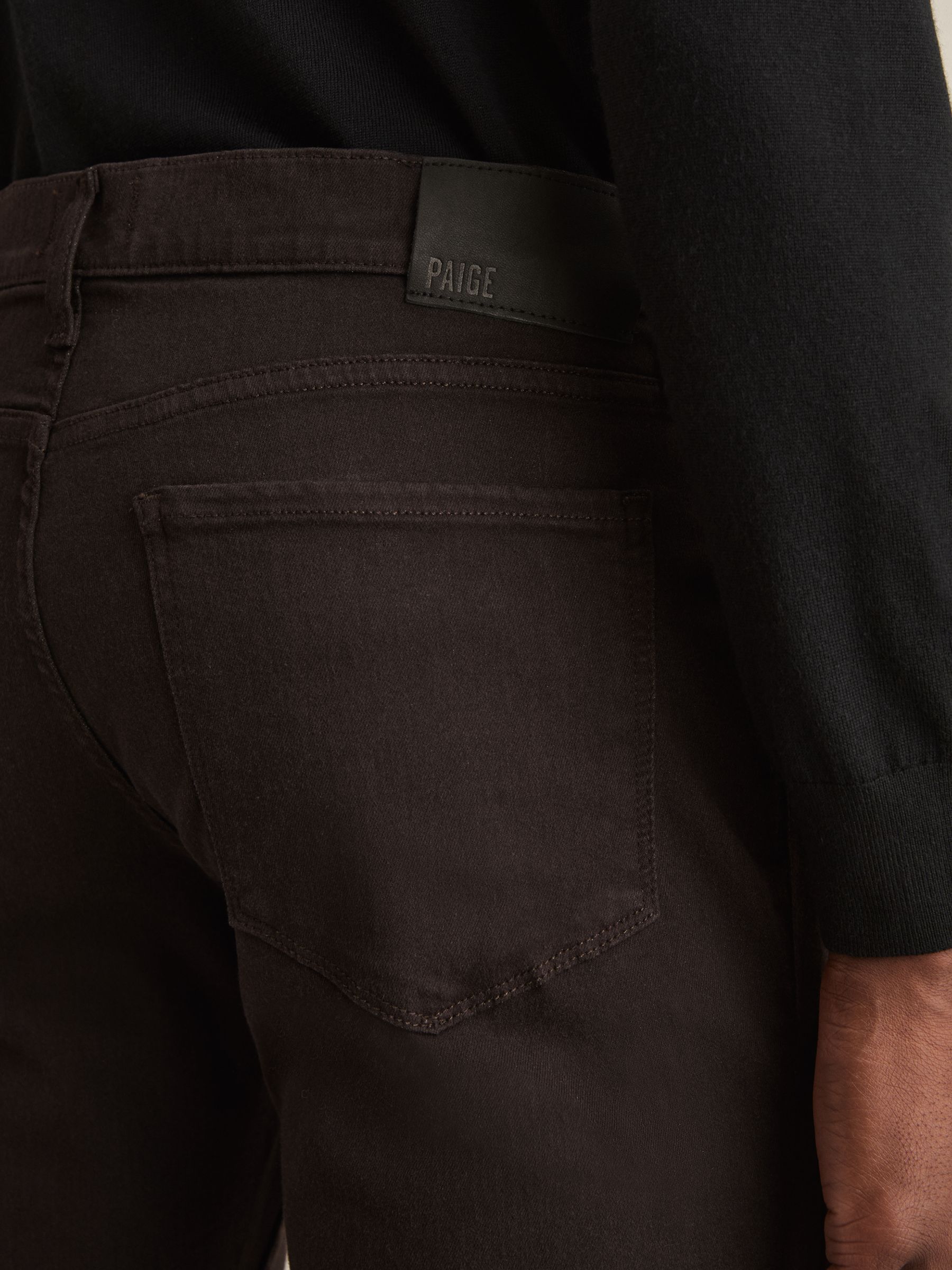 Paige Slim Straight-Leg Chocolate/Black Jeans in Chocolate/Black - Image 4 of 6
