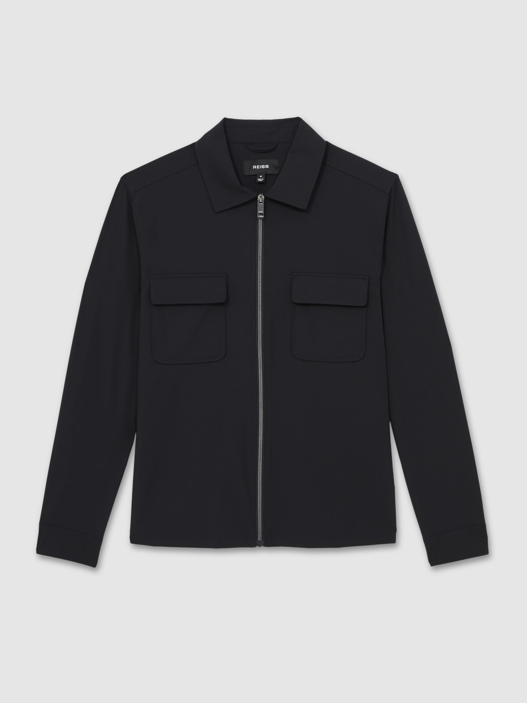 Reiss Technical Zip Through Overshirt in Navy | REISS