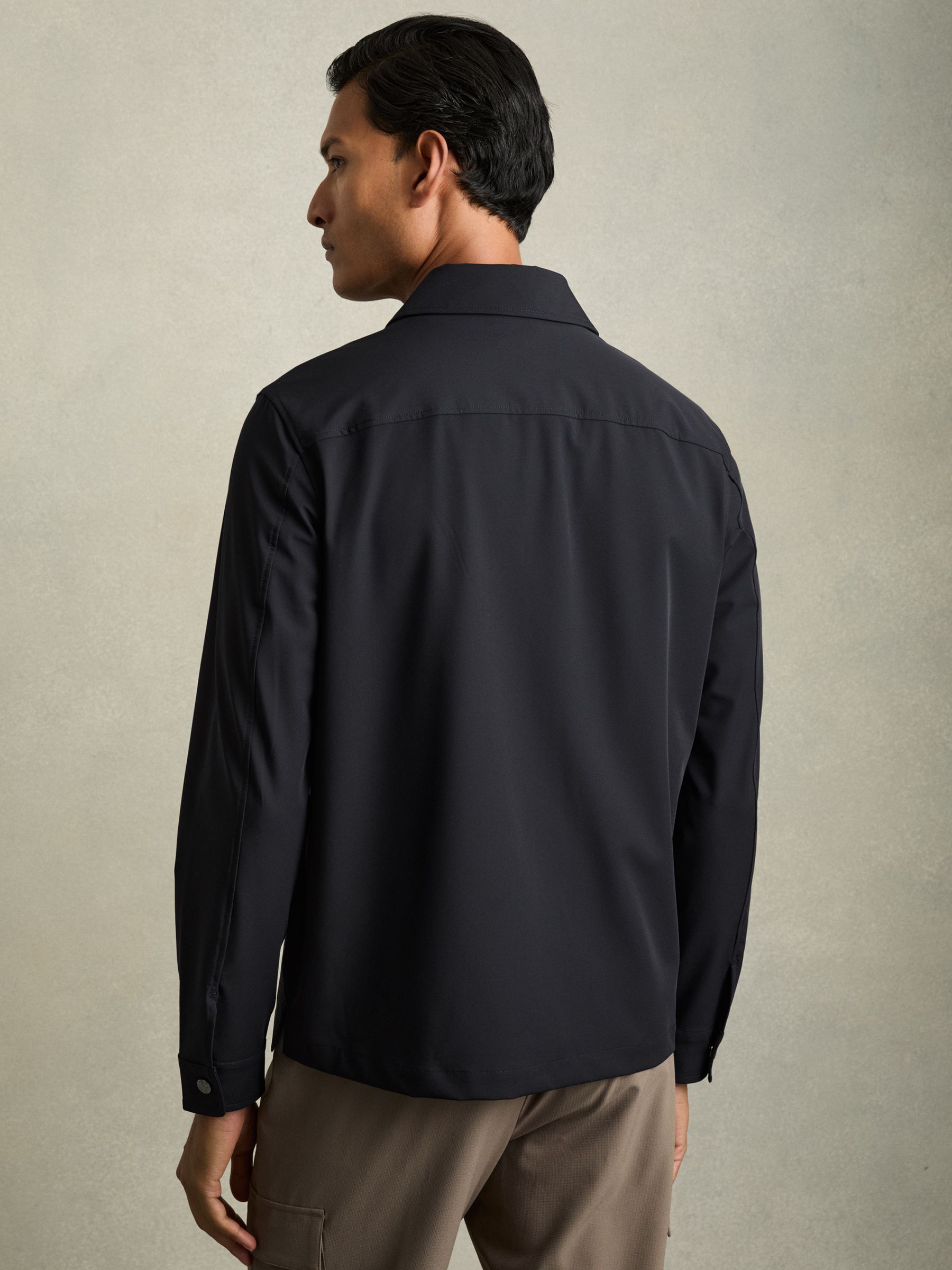 Technical Zip-Through Overshirt in Navy - Image 5 of 6