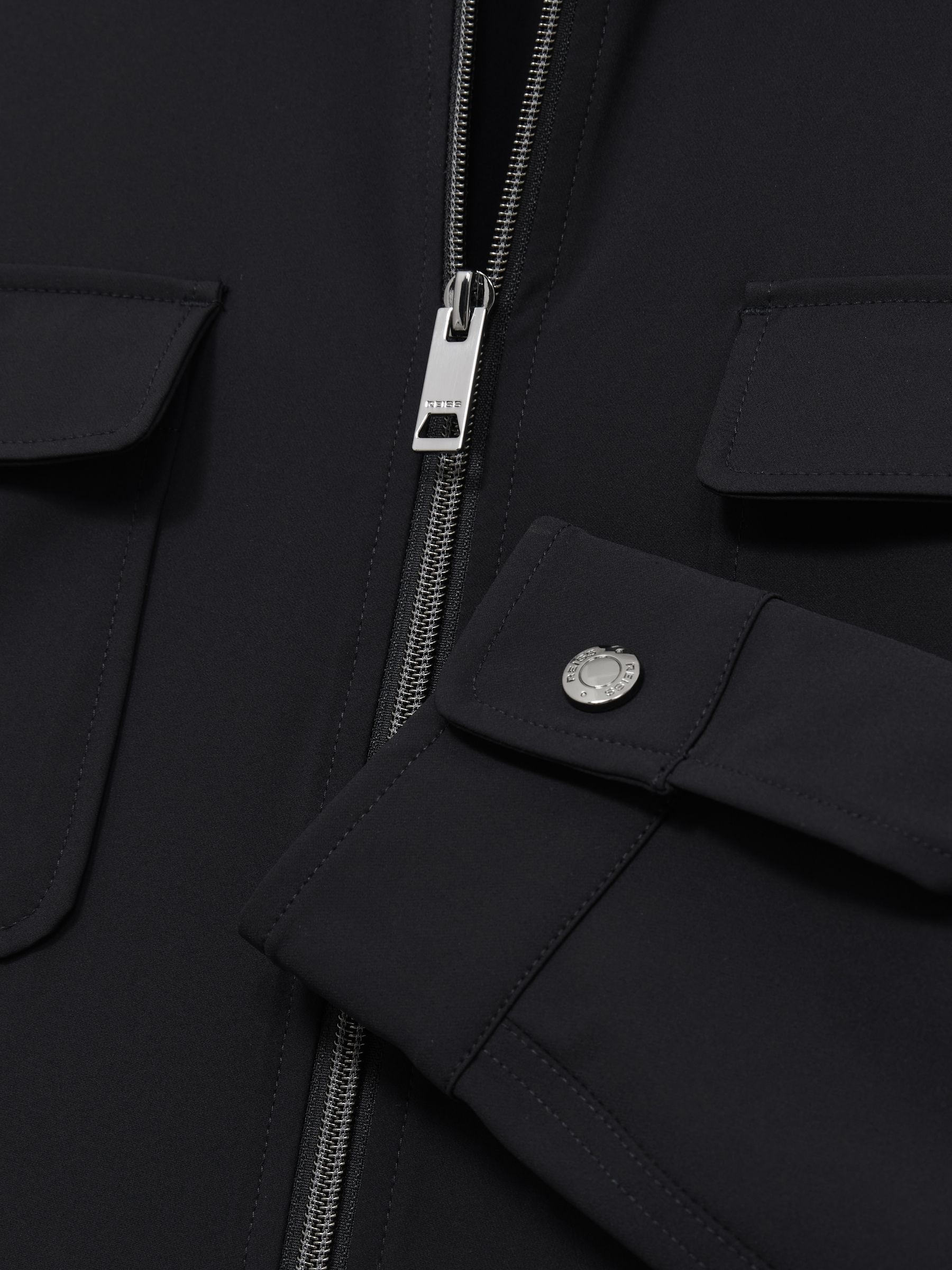 Reiss Technical Zip Through Overshirt in Navy | REISS