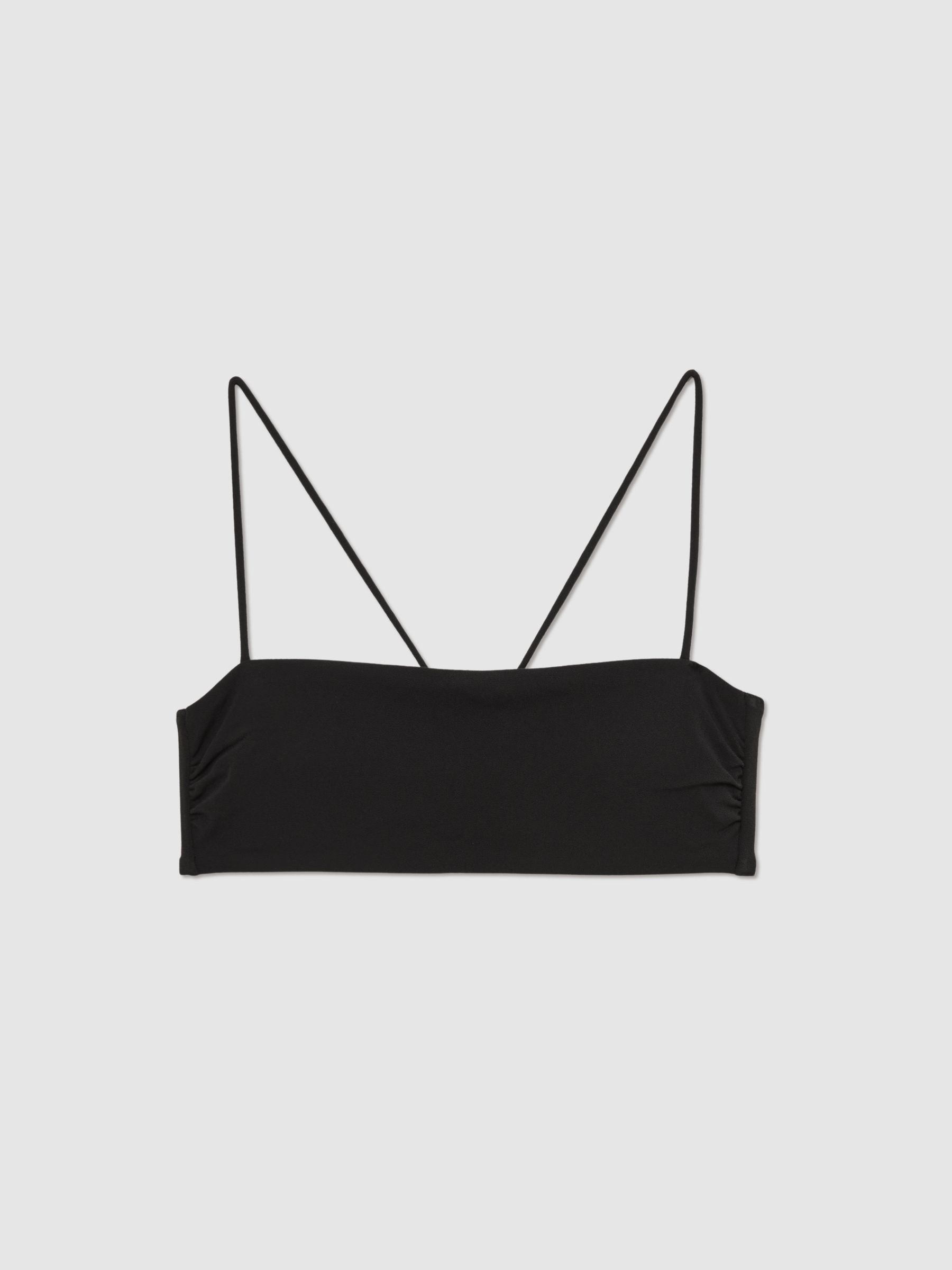 Crepe Bandeau Bikini Top in Black - Image 2 of 5