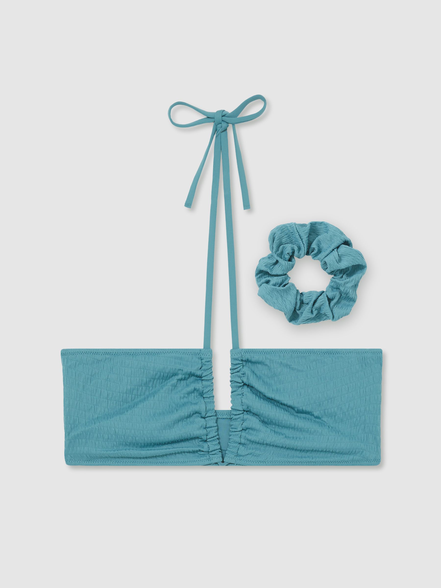 Crinkle Bralette Bikini Top in Blue - Image 1 of 3