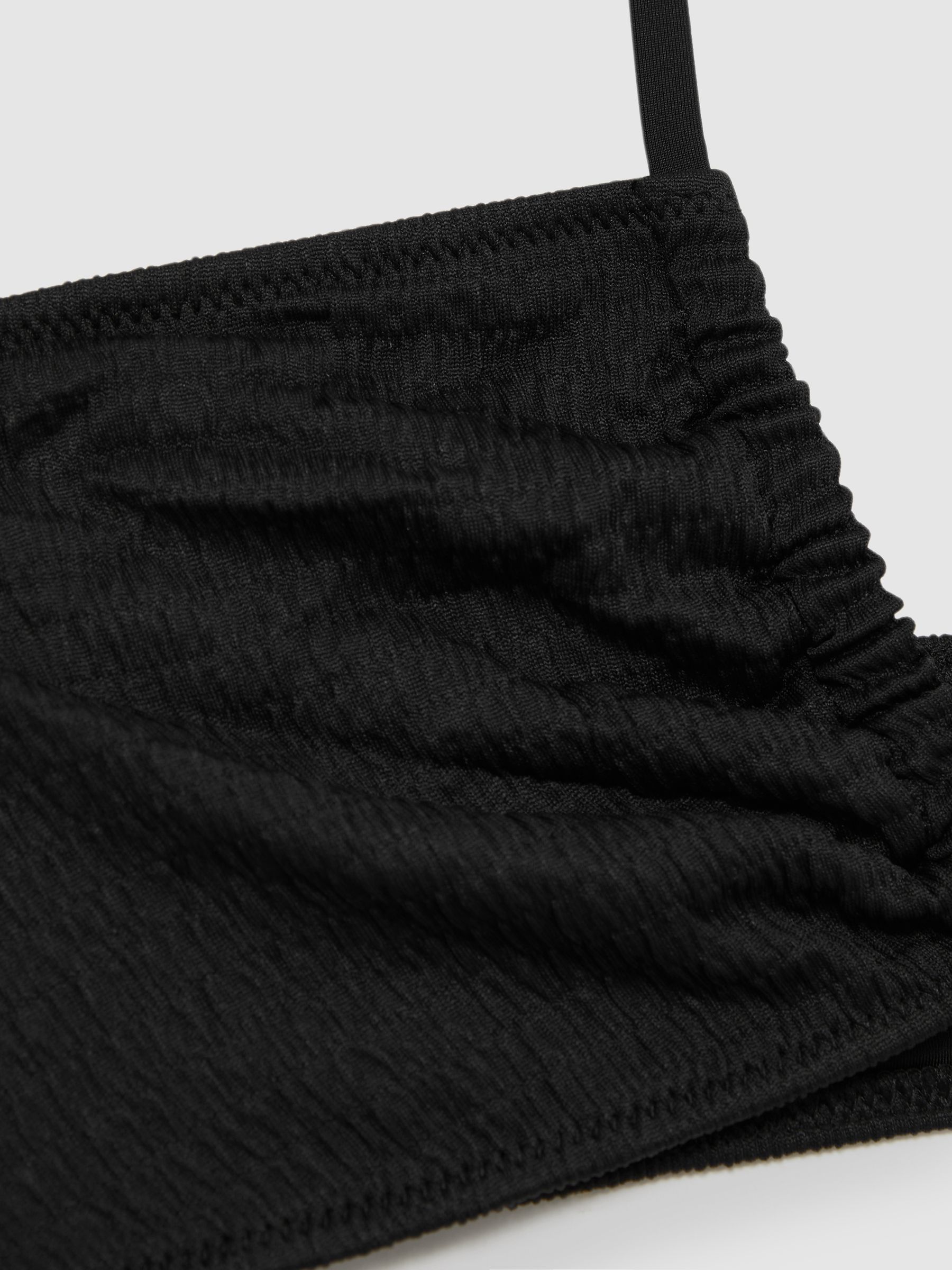 Crinkle Bralette Bikini Top in Black - Image 5 of 7